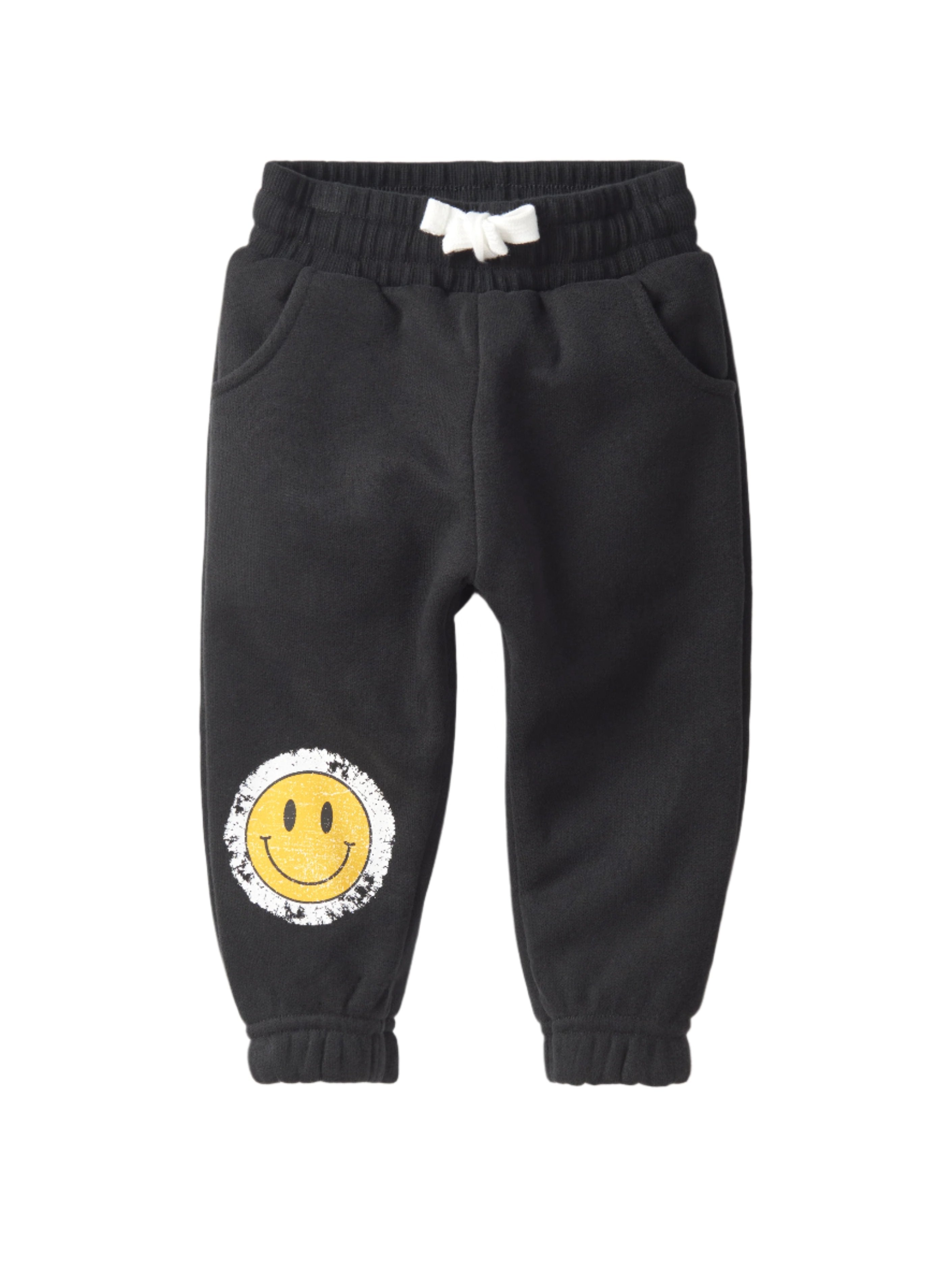 Kids Black Smiley Sweatpant Little Bipsy