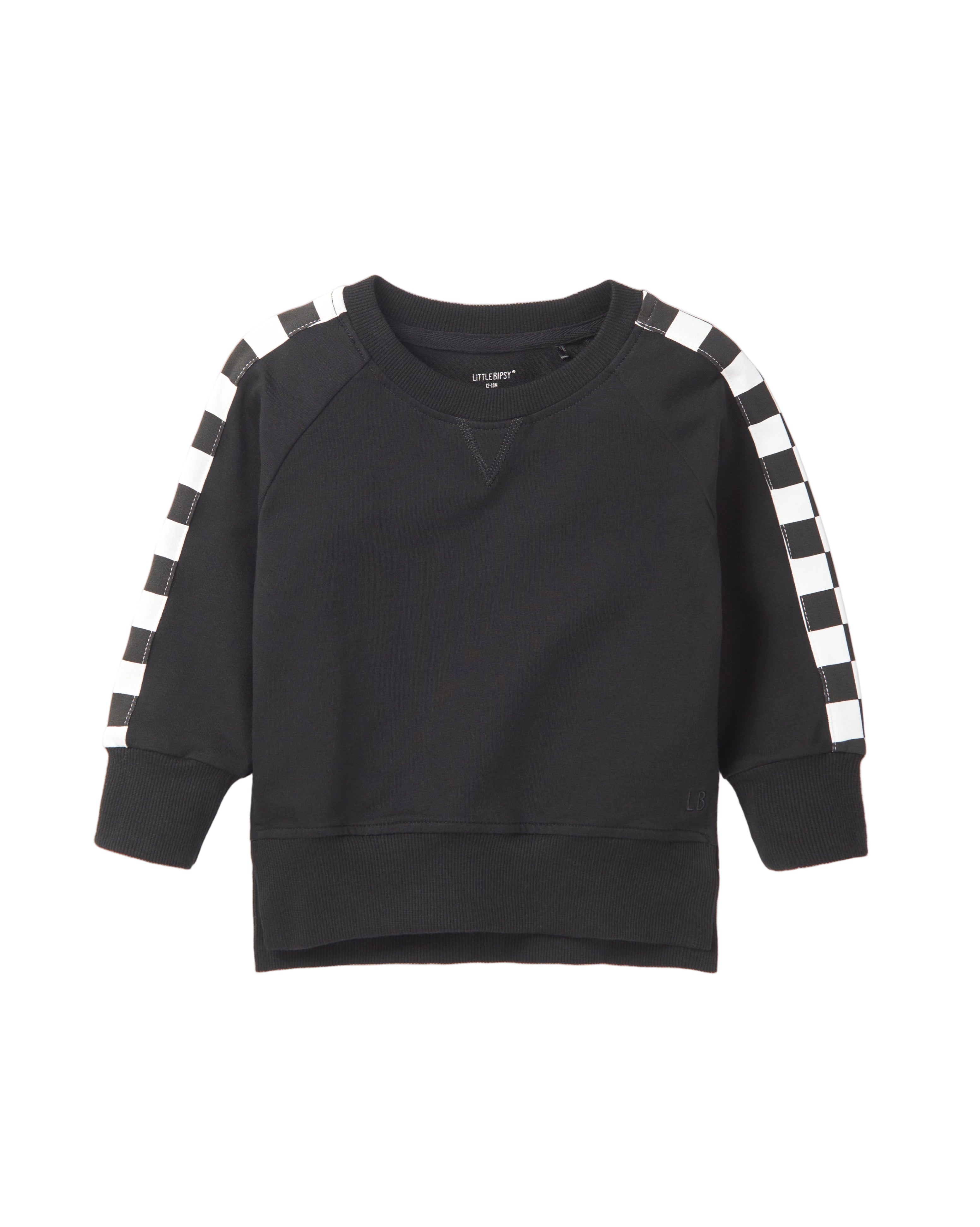 ロンイービー　リトルピグ Side Checkered Pullover - Black