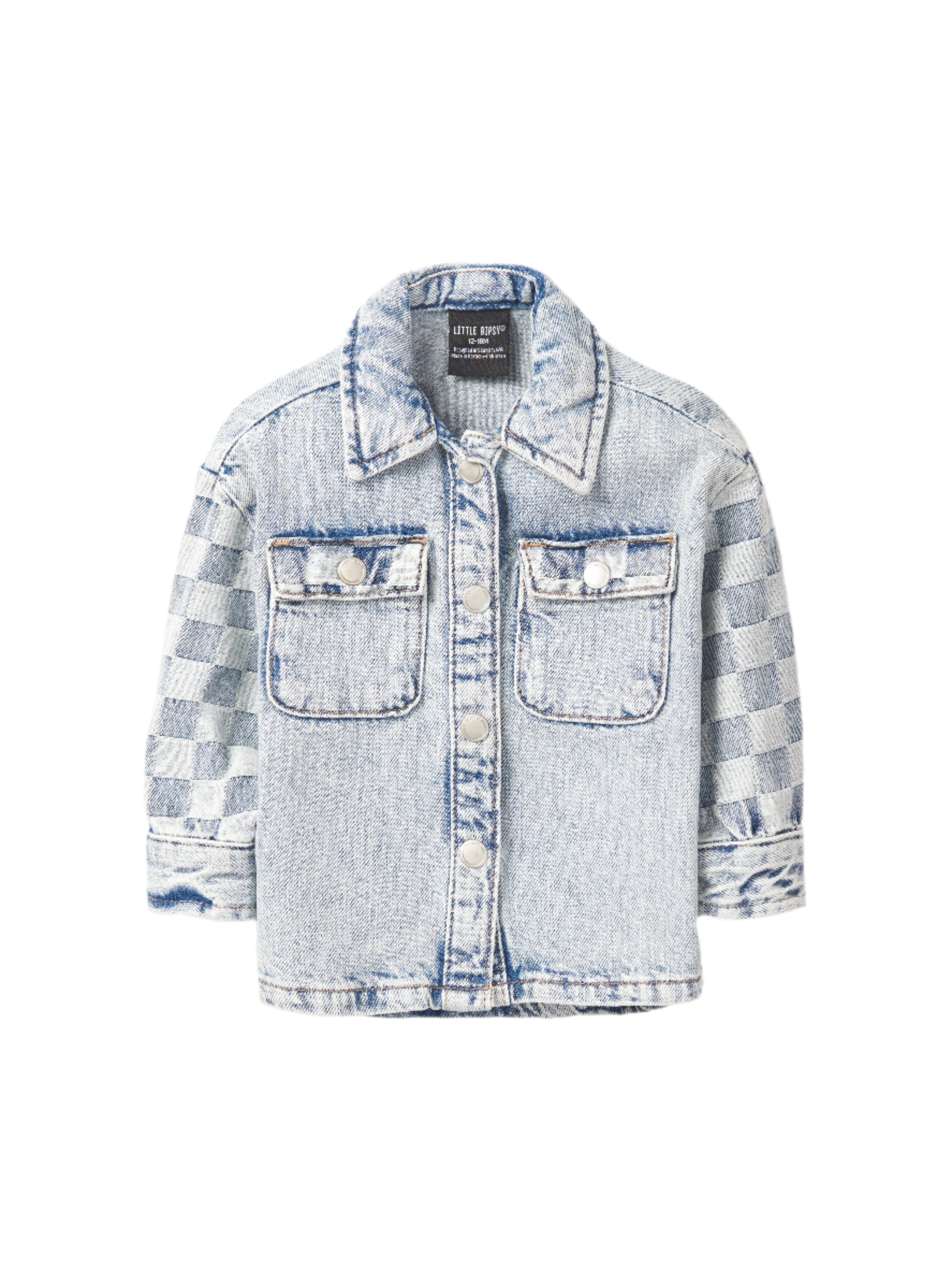 Checkered Denim Shacket - Light Wash