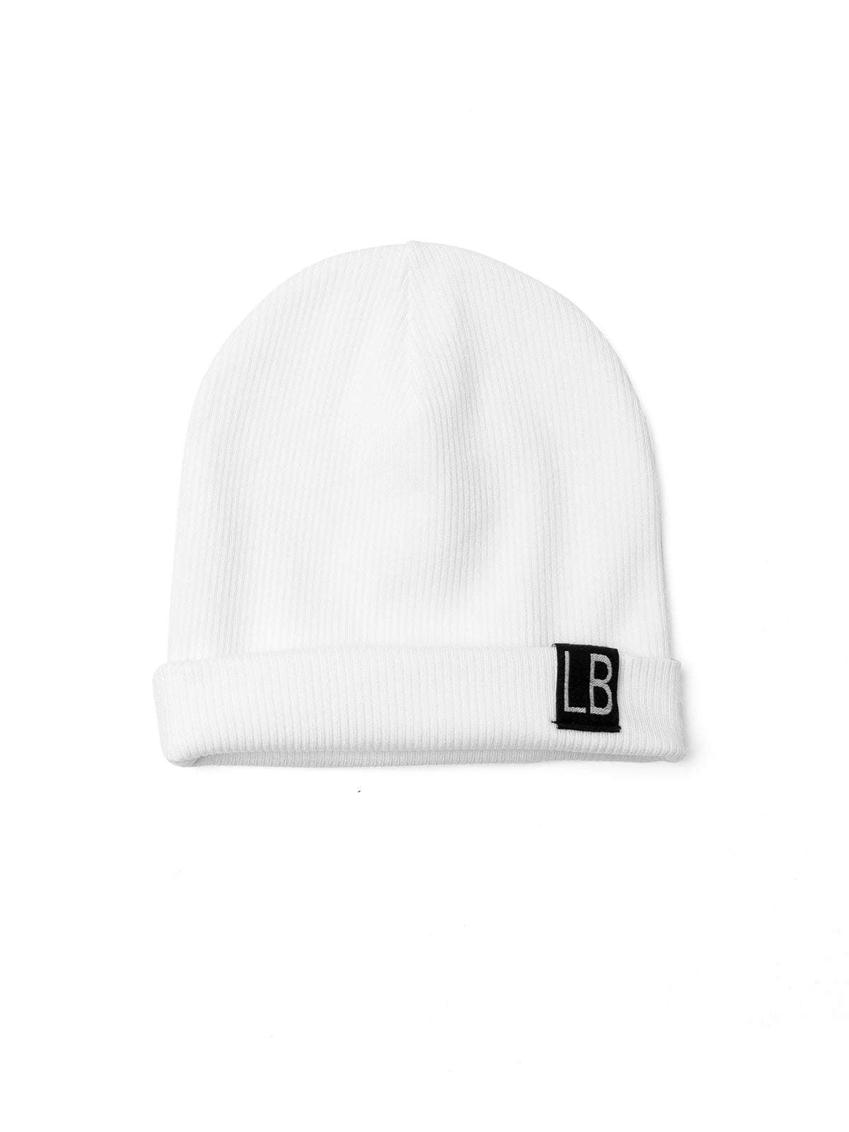 Kids Ribbed White Beanie Hat - Little Bipsy