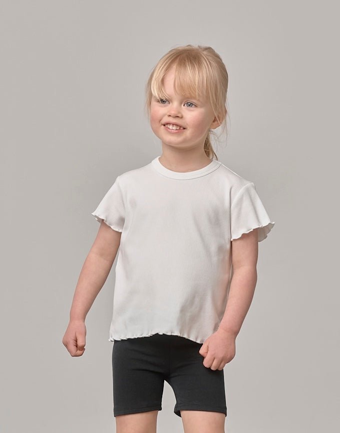 Ribbed Lettuce Trim Tee - White