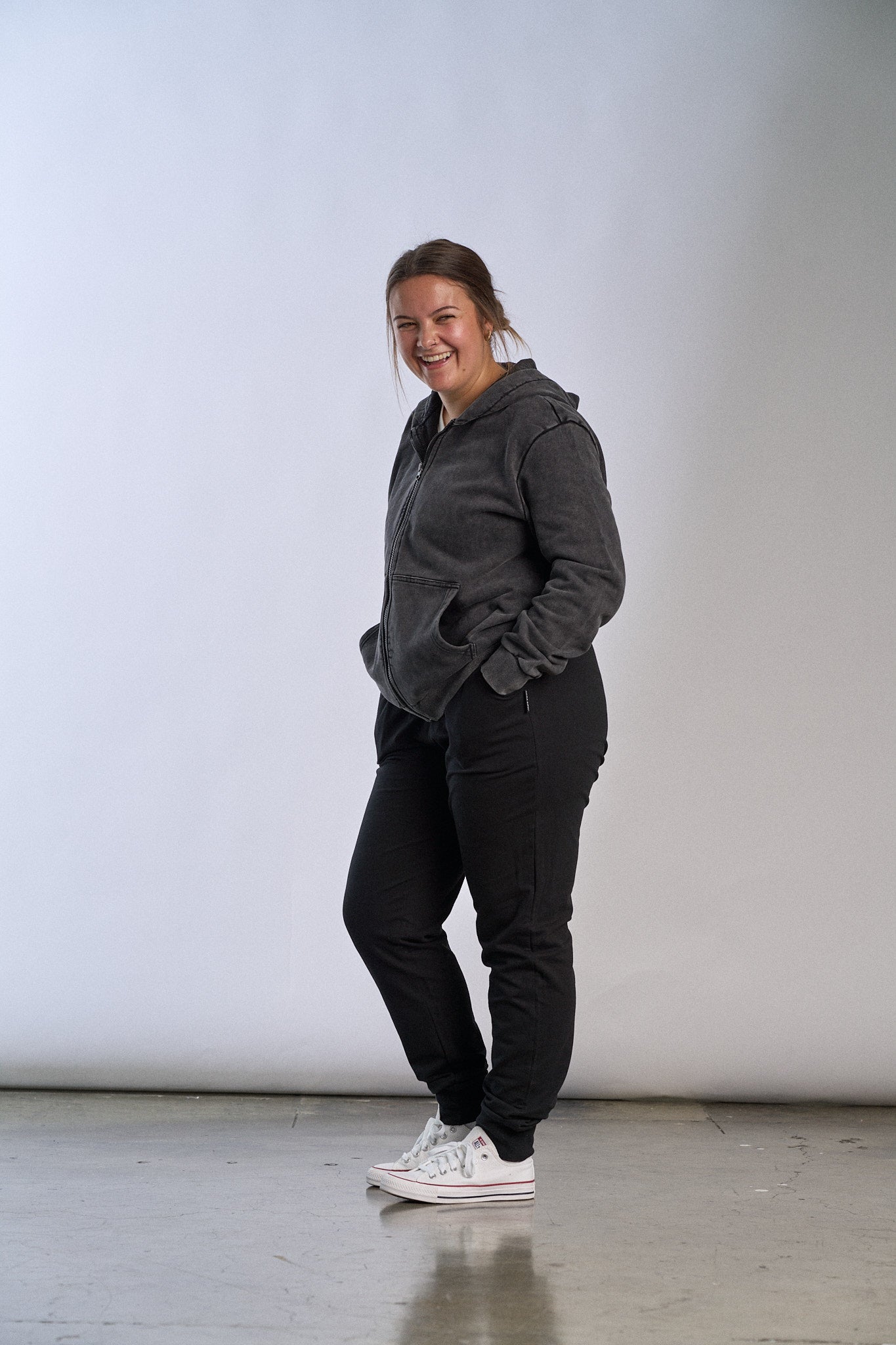 Adult Black Acid Wash Zip Up Hoodie - Little Bipsy