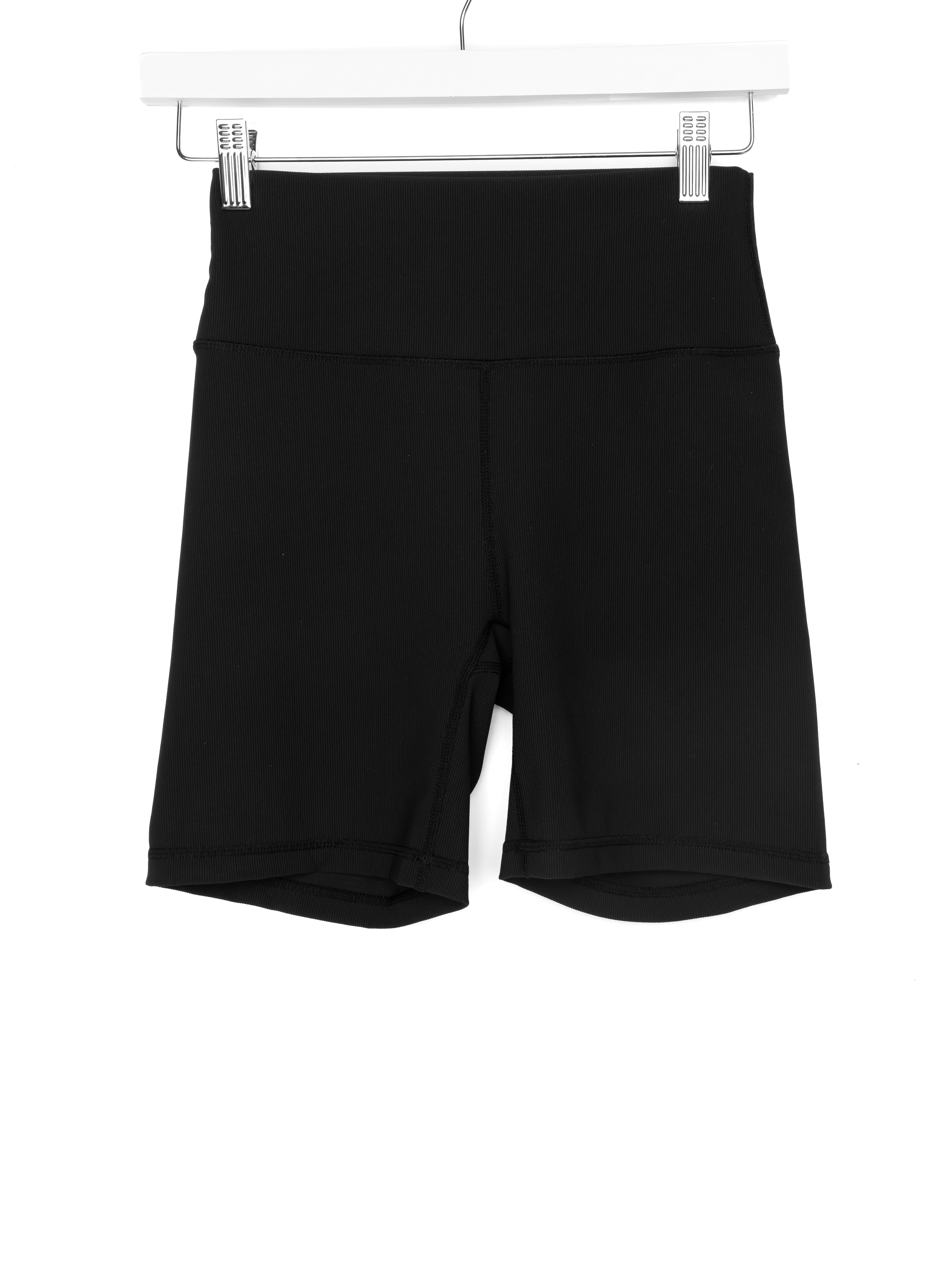 Women's Athletic Ribbed Biker Short - Black