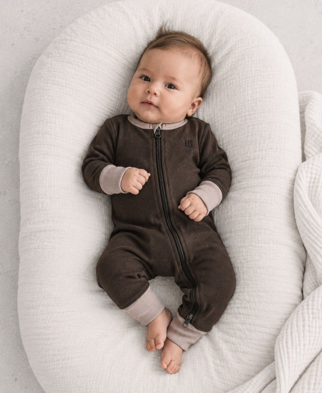 2-Way Zip Romper - Brown - Little Bipsy