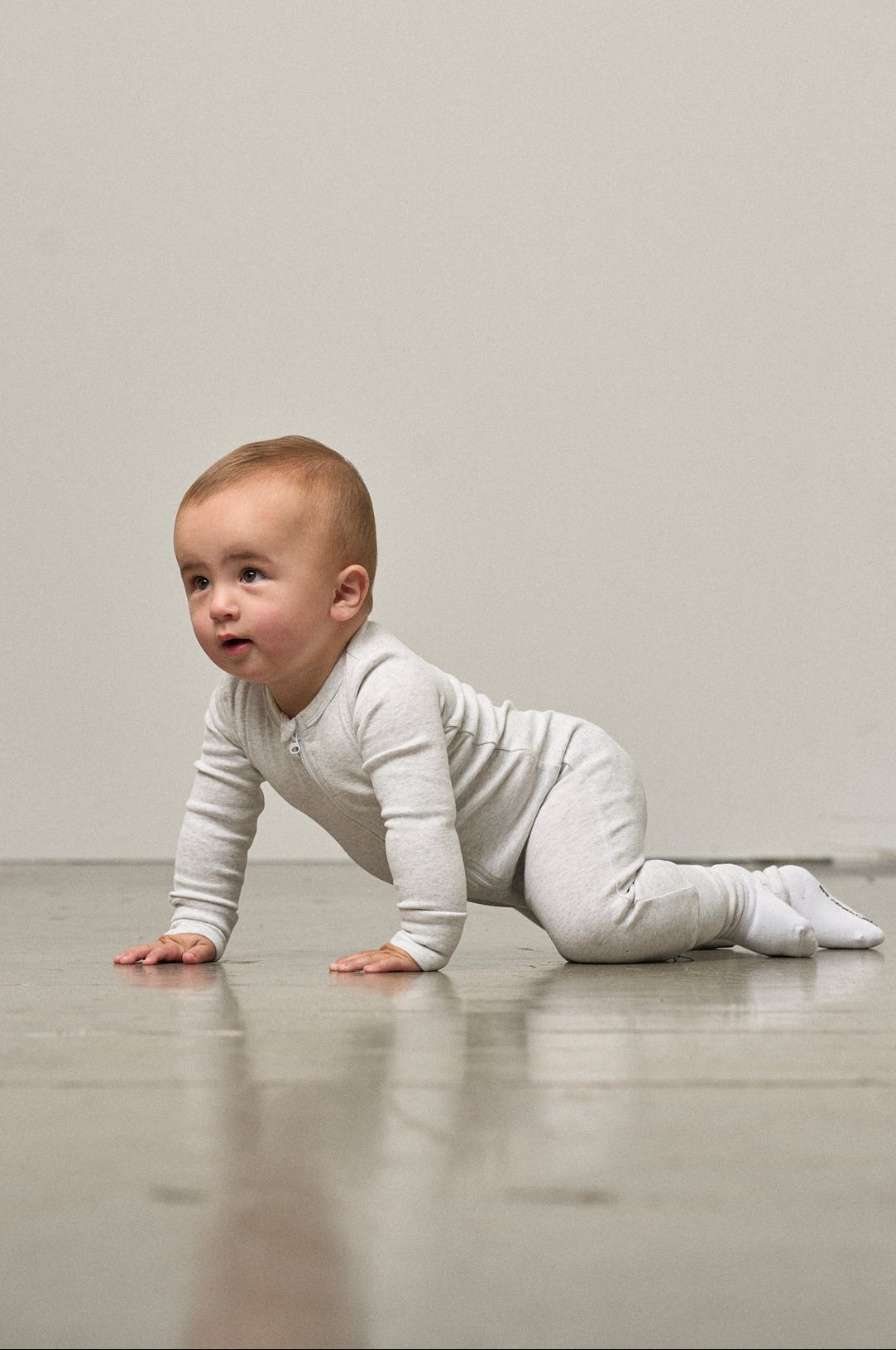 2 - Way Zip Romper - Light Heather Grey - Little Bipsy