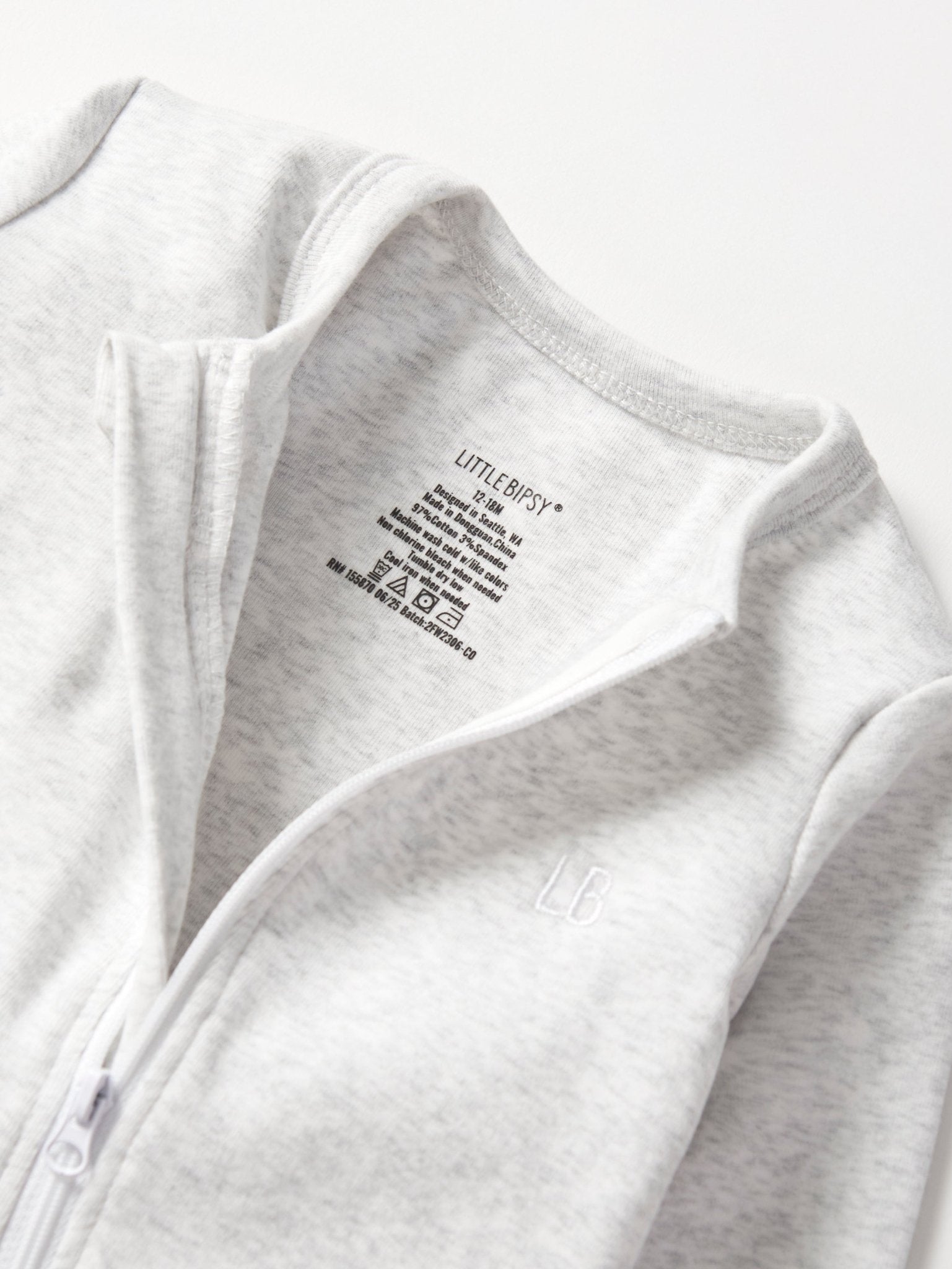 2 - Way Zip Romper - Light Heather Grey - Little Bipsy