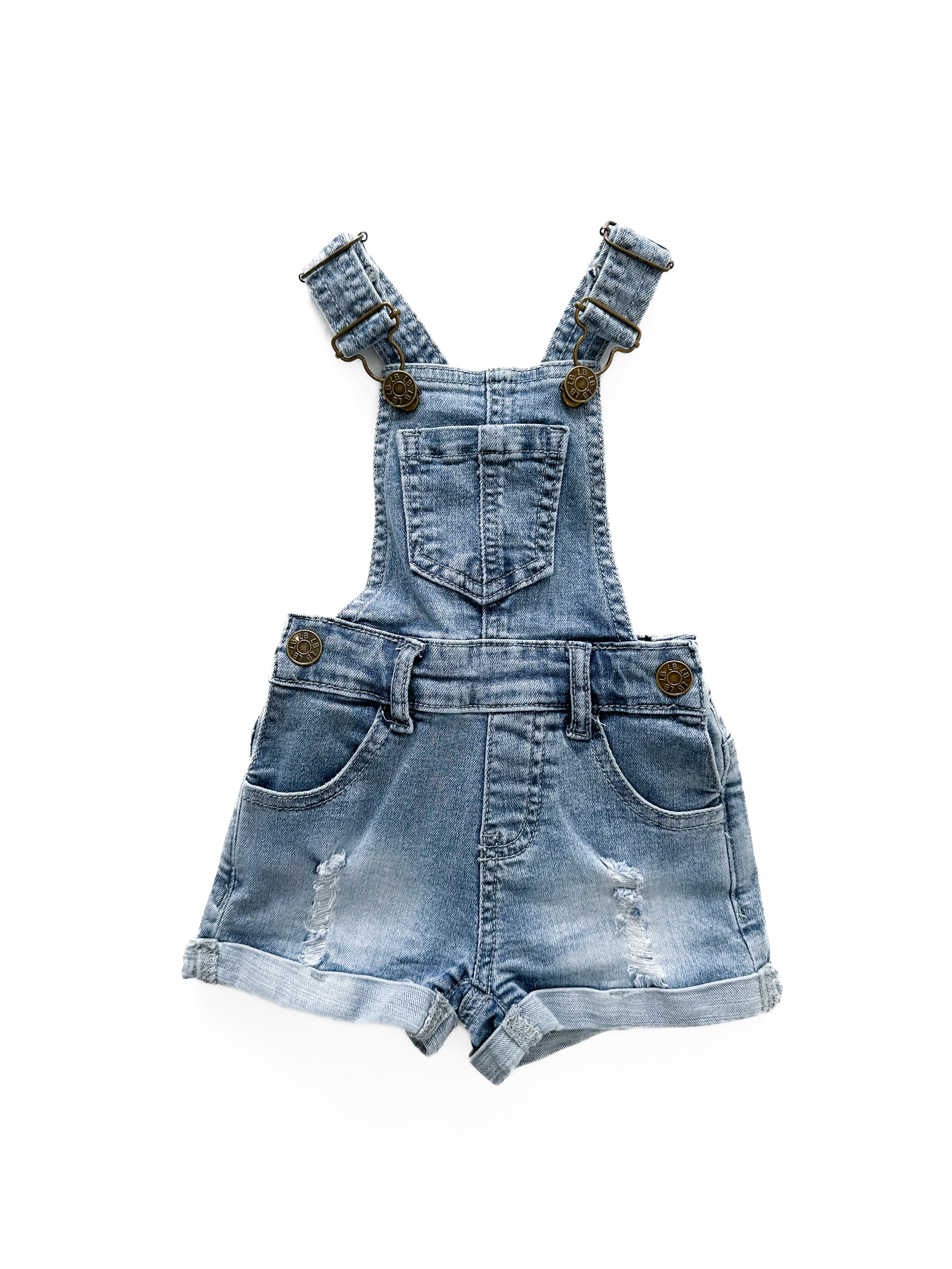 Kids Denim Overall - Light Wash - Little Bipsy