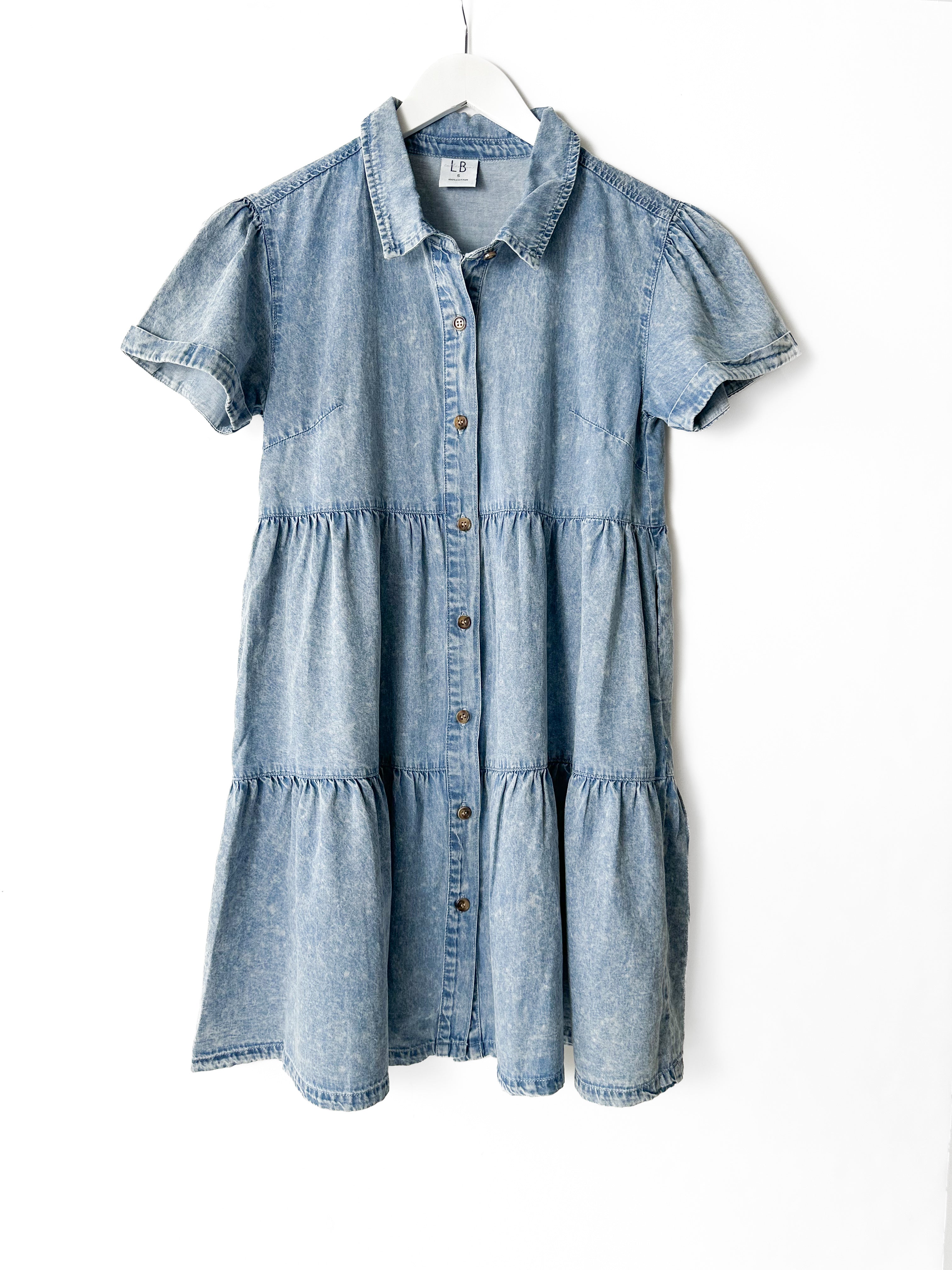 Women's Short Sleeve Chambray Dress