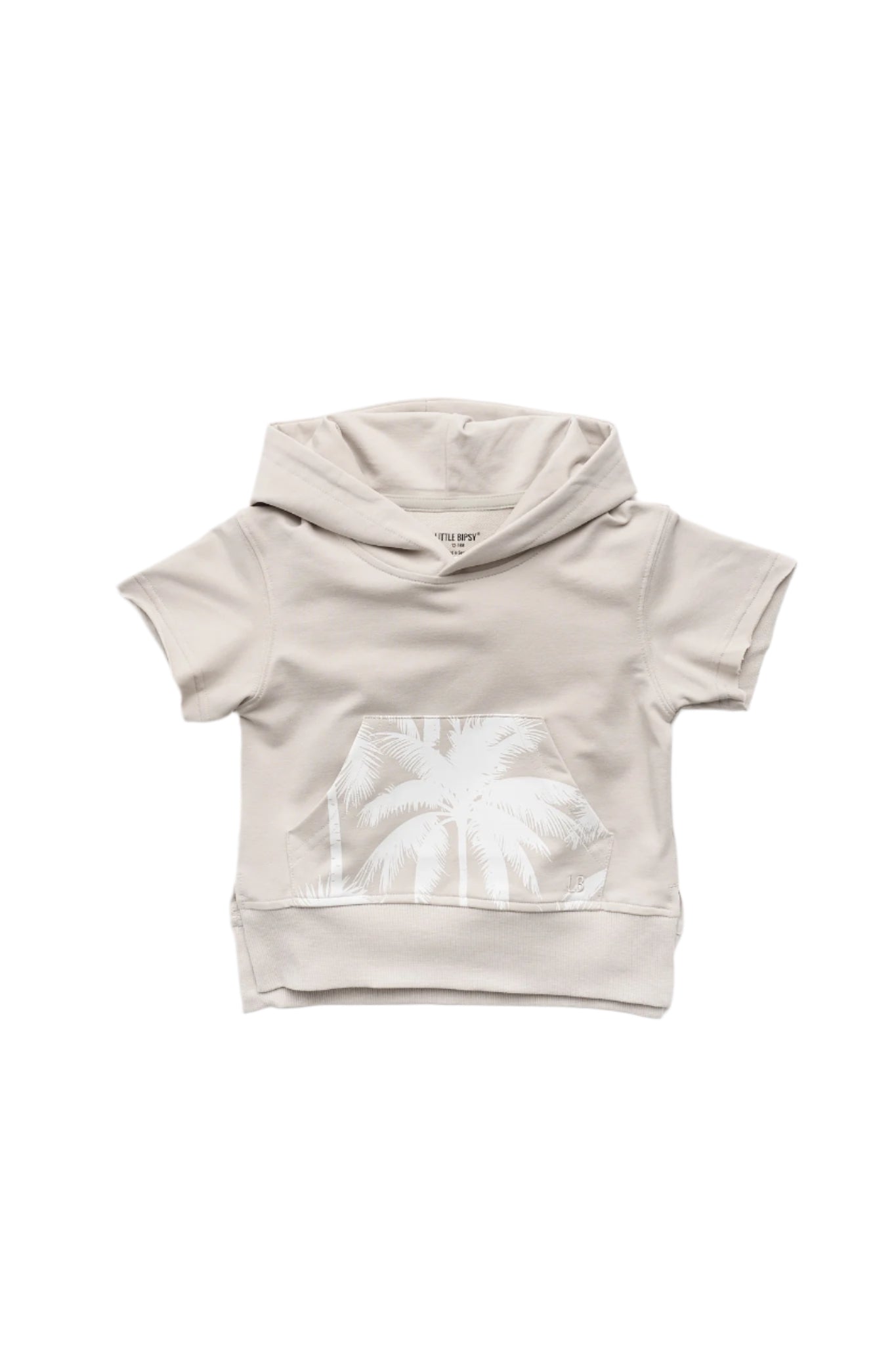 Short Sleeve Raw Edge Hoodie - Frost