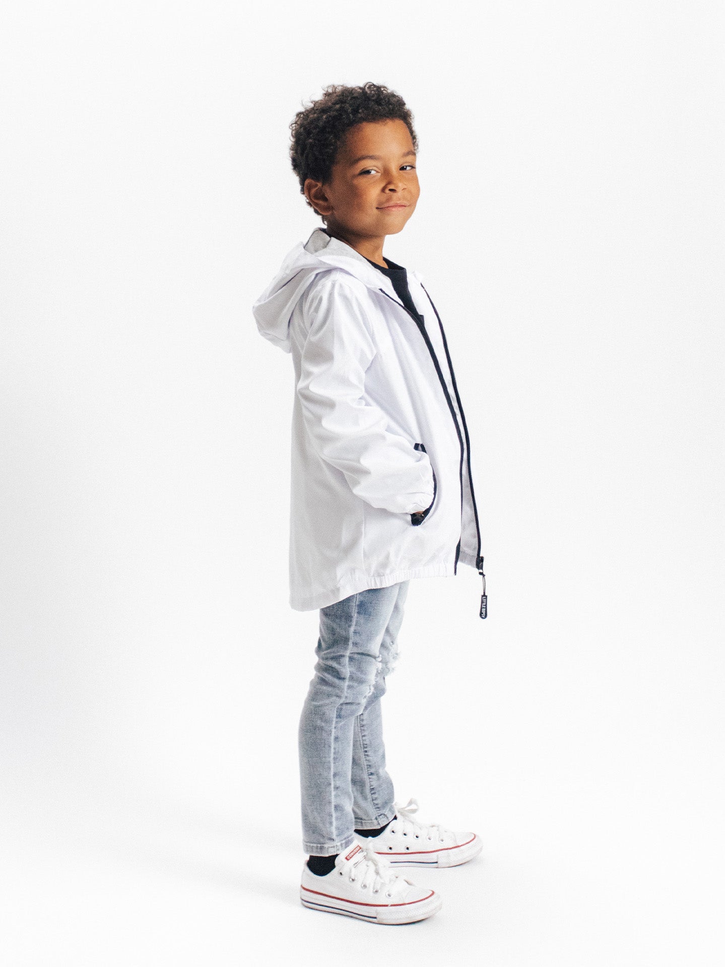 Kids White Windbreaker Jacket - Little Bipsy