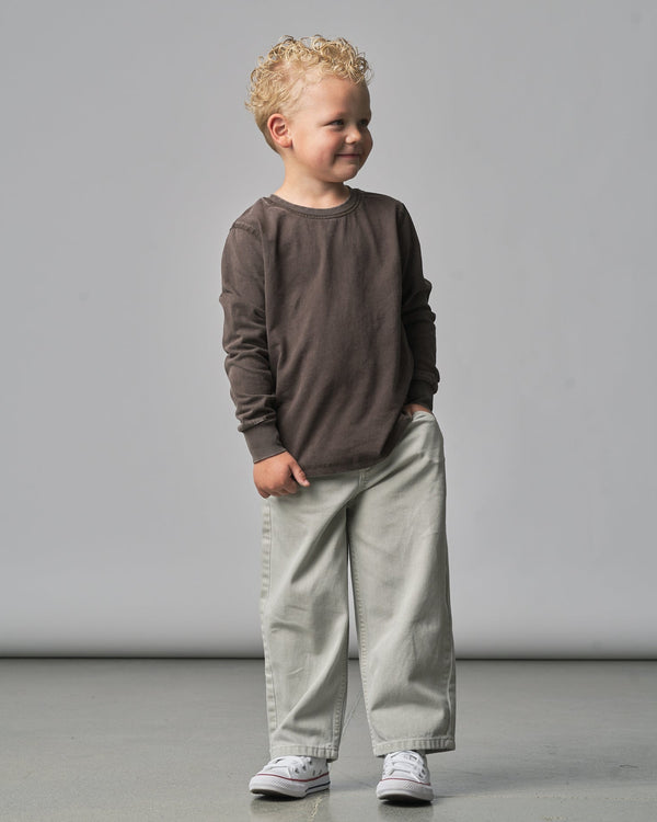 Long Sleeve Mineral Wash Tee - Brown