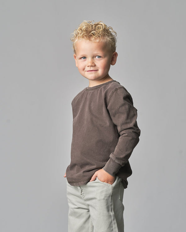 Long Sleeve Mineral Wash Tee - Brown