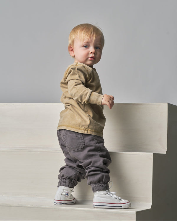 Long Sleeve Mineral Wash Tee - Khaki
