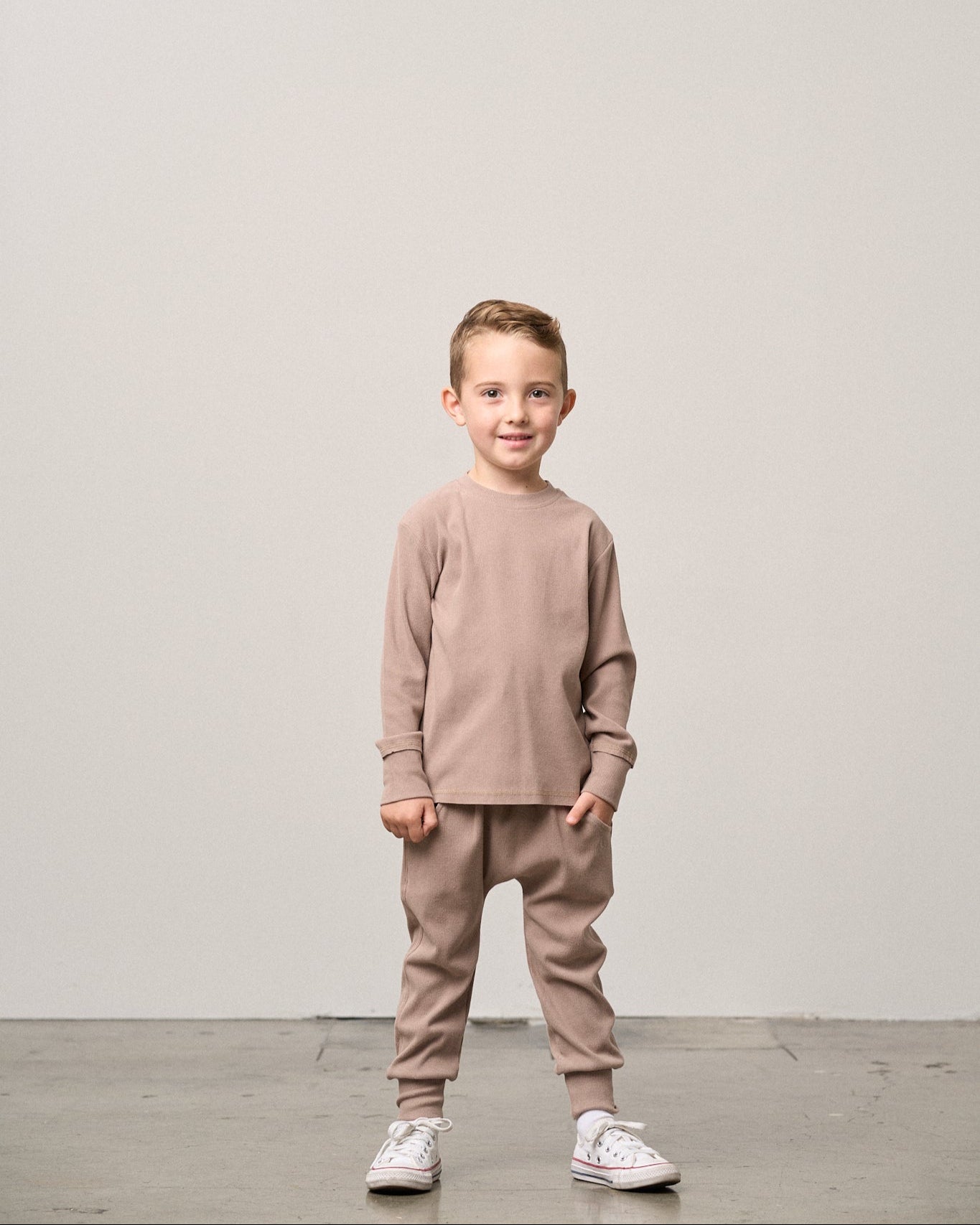 Long Sleeve Ribbed Tee - Mushroom