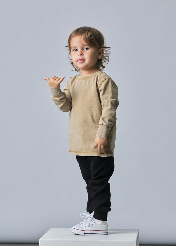 Long Sleeve Mineral Wash Tee - Khaki