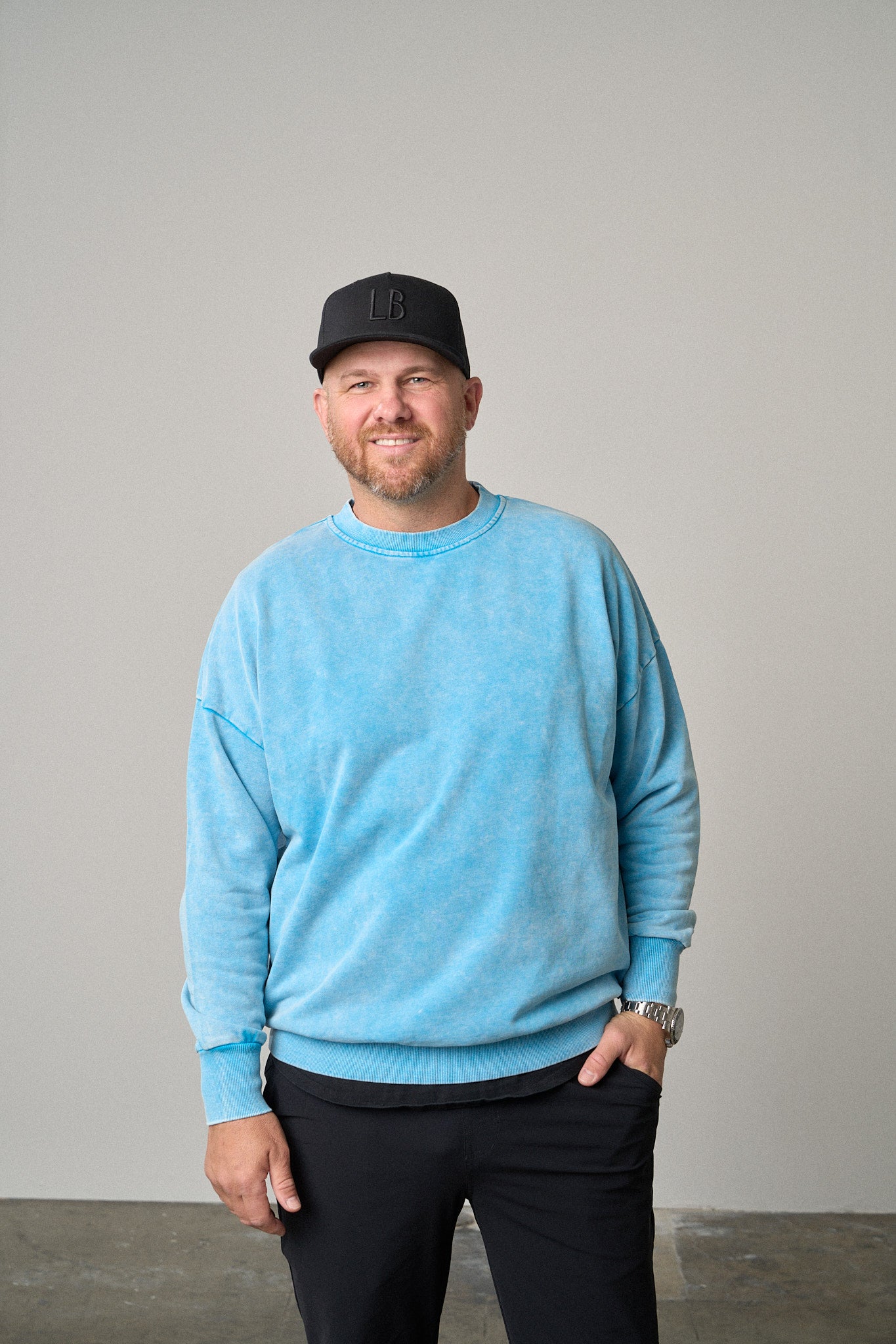 Adult Washed Crewneck - Electric Blue
