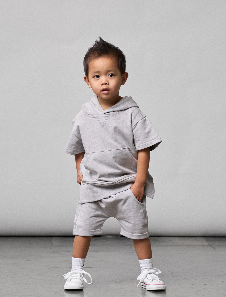 Short Sleeve Hoodie - Grey