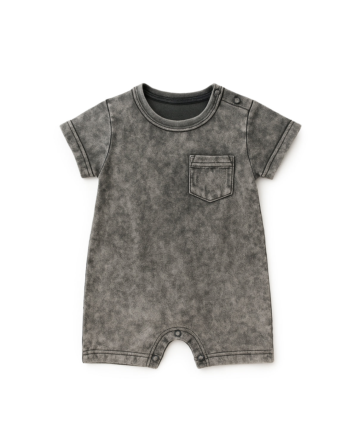 Acid Wash Shortie Romper - Black