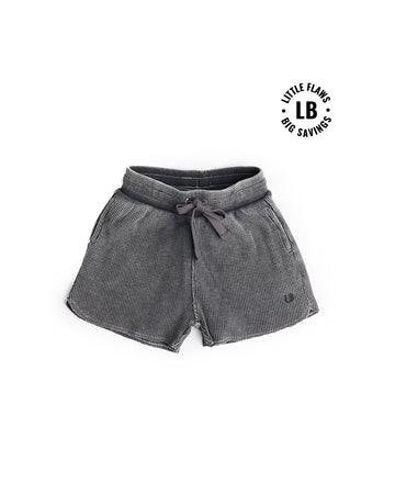 Acid Wash Waffle Short - Black