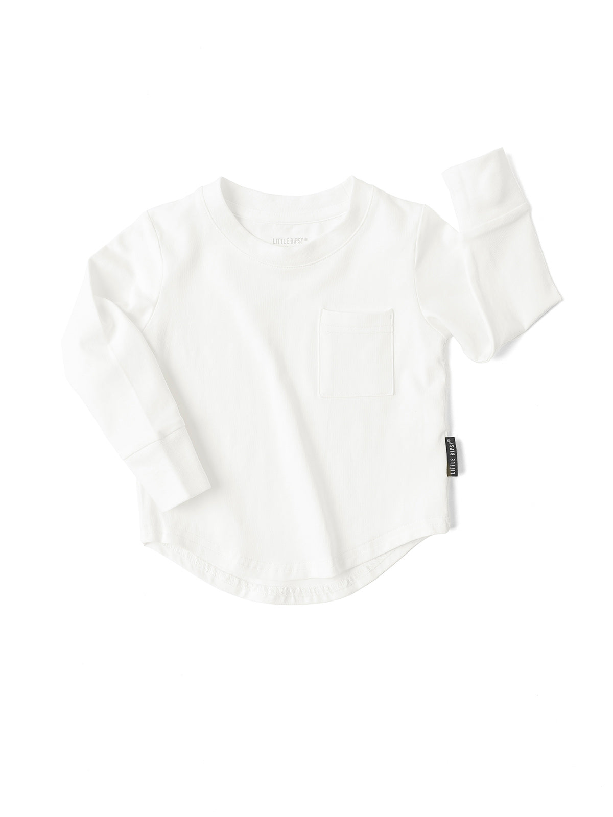 Long Sleeve Pocket Tee - White – Little Bipsy Collection