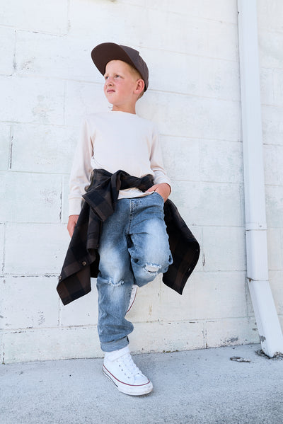 Relaxed Fit Distressed Denim