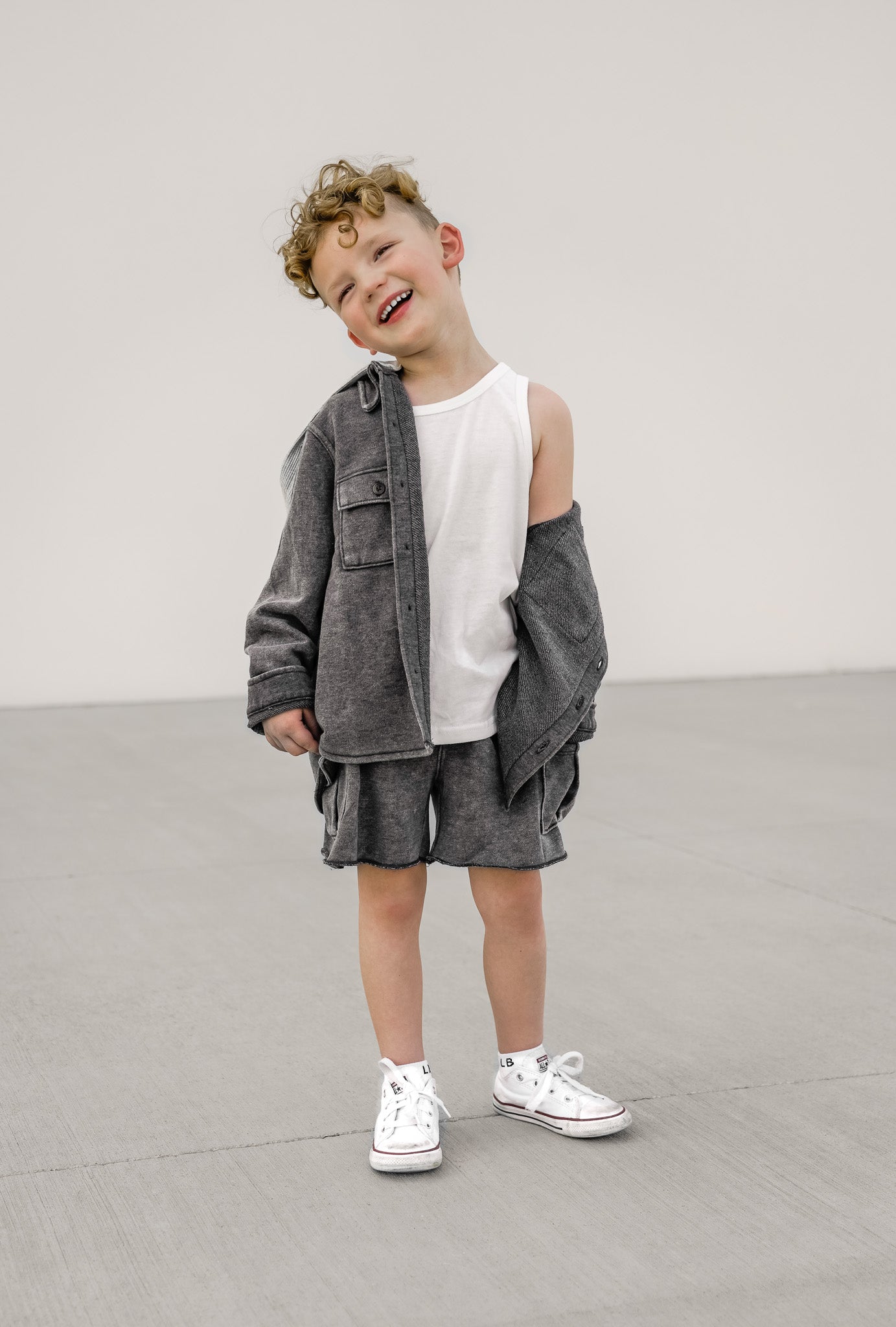 Kids Lightweight Grey Shacket - Little Bipsy