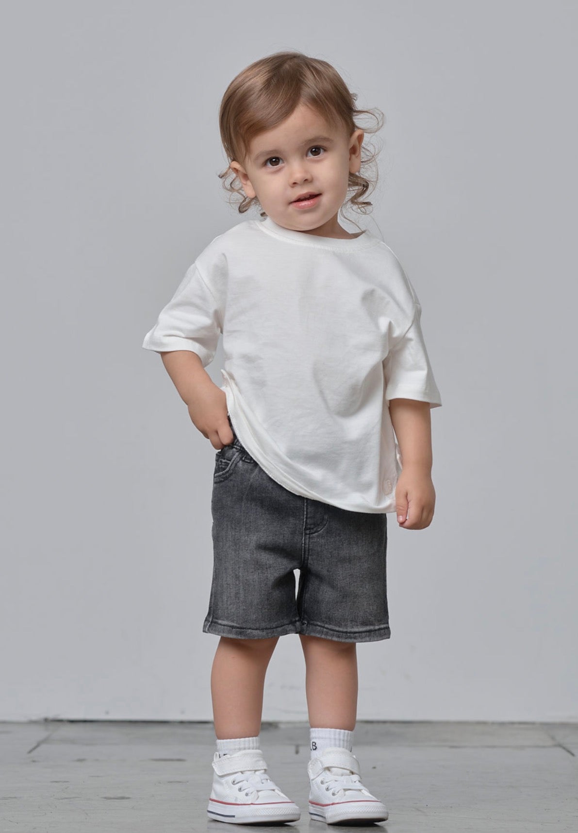 Straight Denim Short - Black  Wash