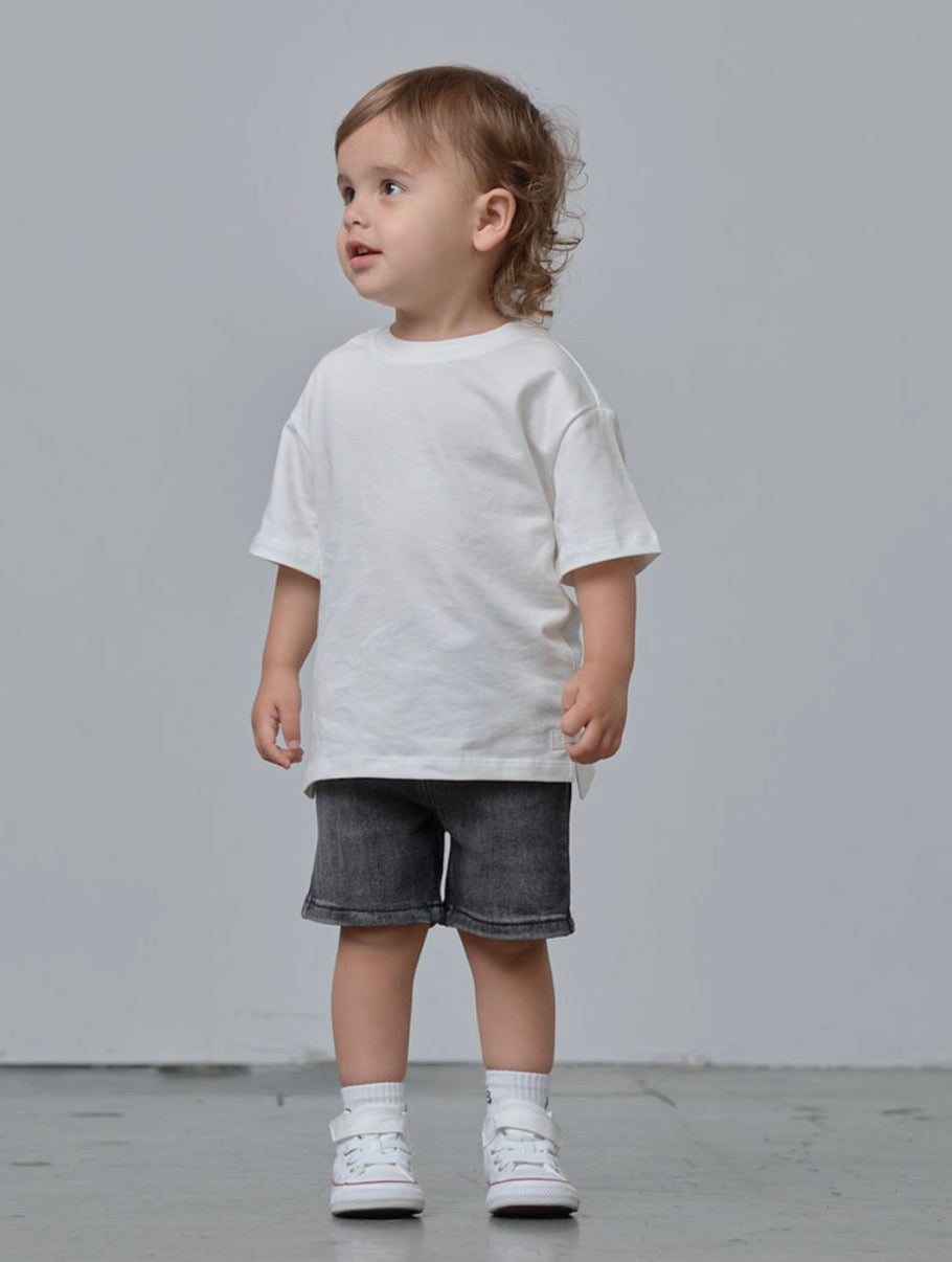 Straight Denim Short - Black  Wash