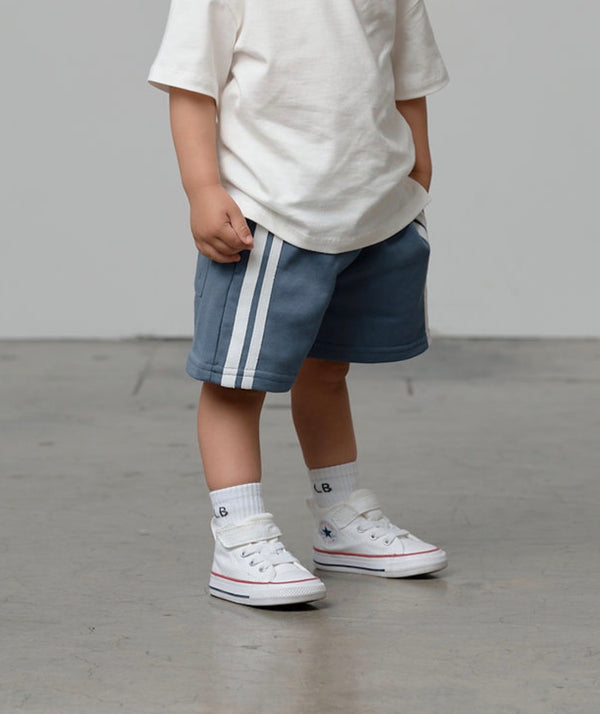 White Stripe Short - Worn Indigo