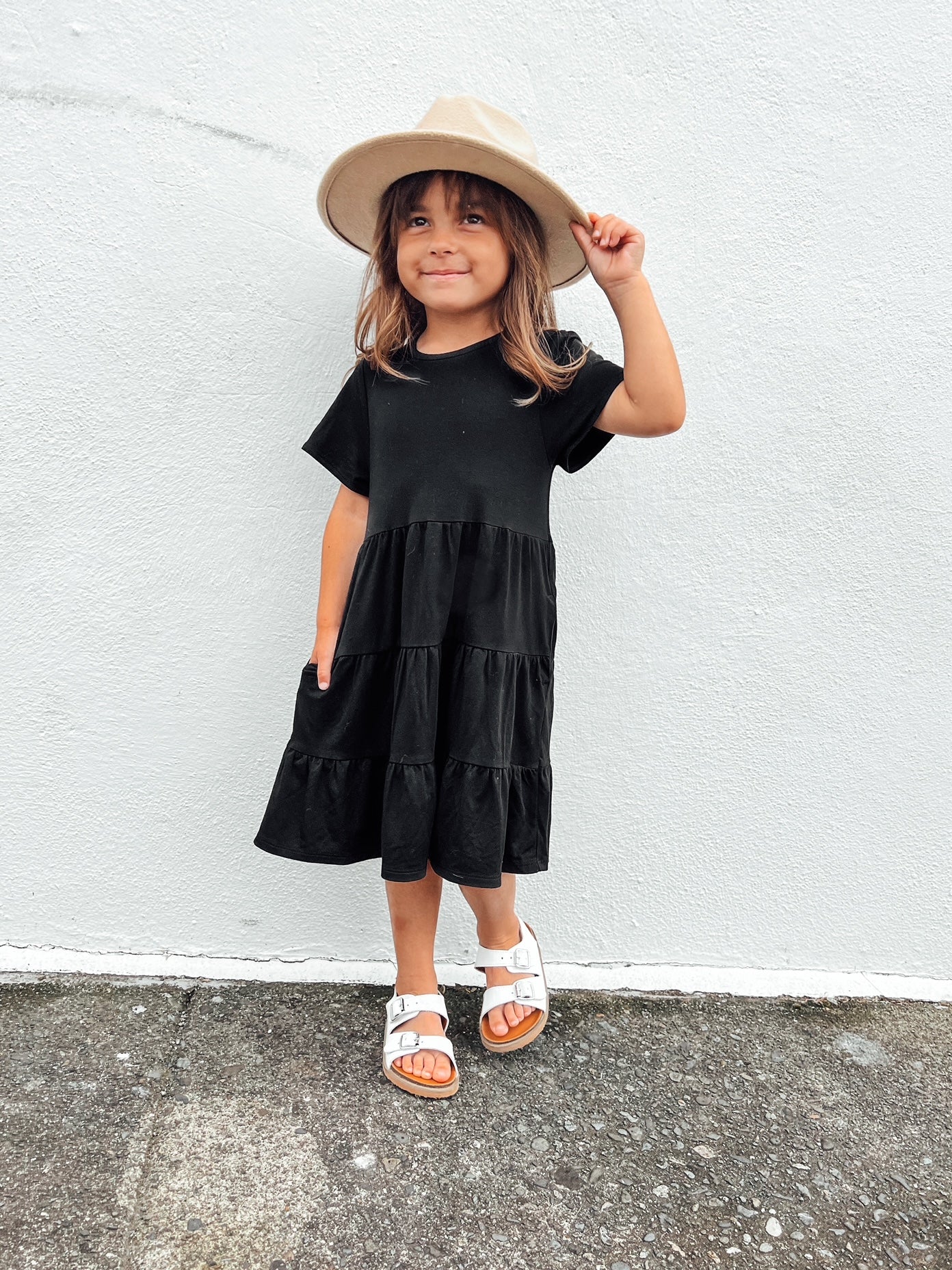 Tiered Jersey Dress - Black