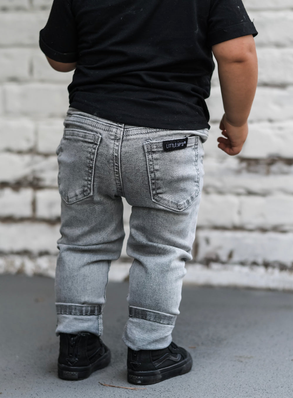 Kids Denim Jeans - Grey Wash - Little Bipsy