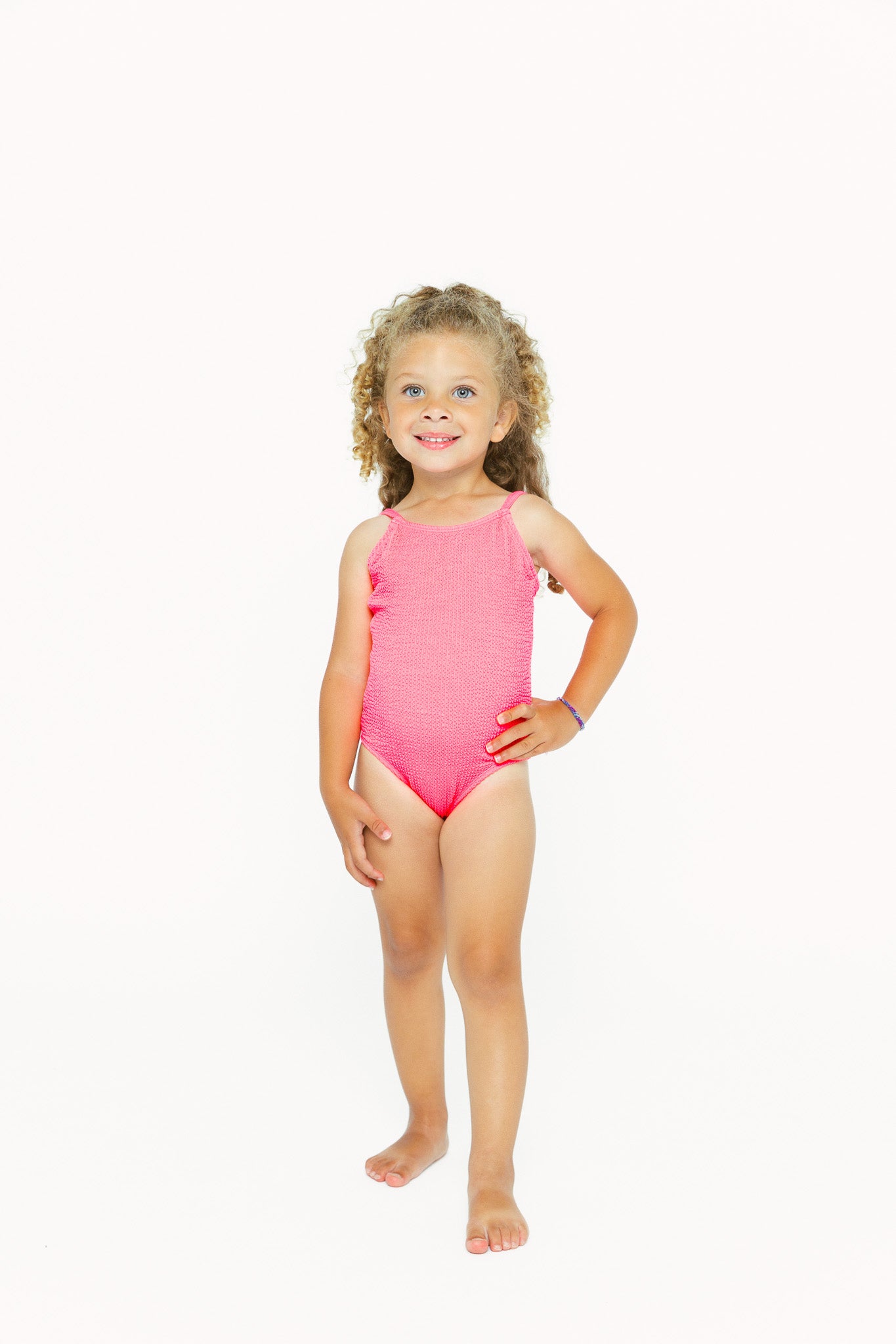 Girl's One-Piece Swimsuit - Neon Pink