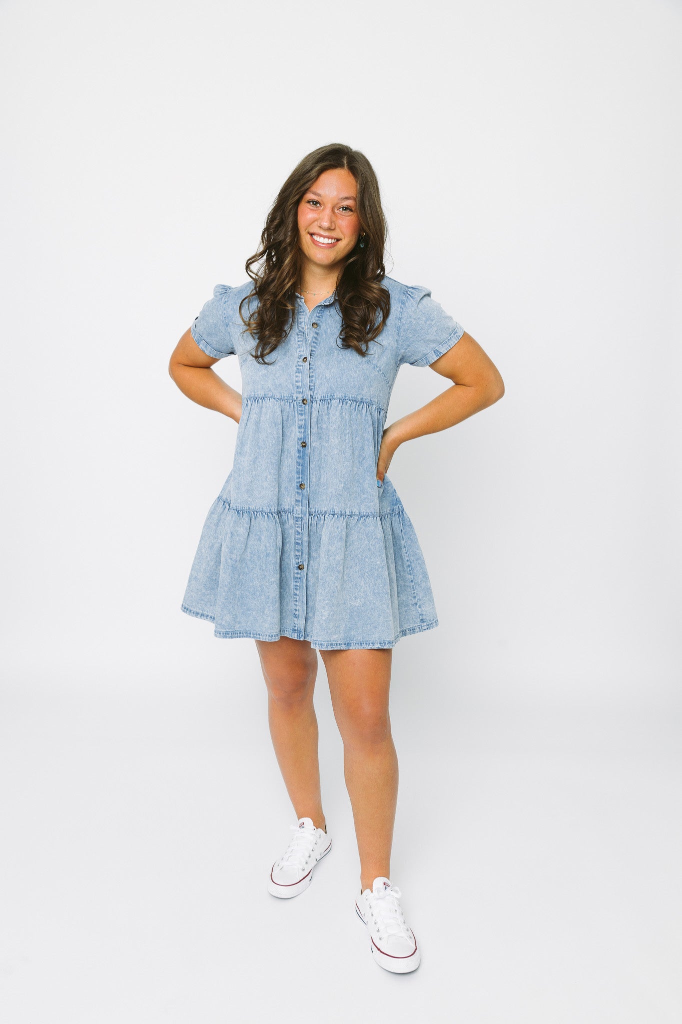 Women's Short Sleeve Chambray Dress