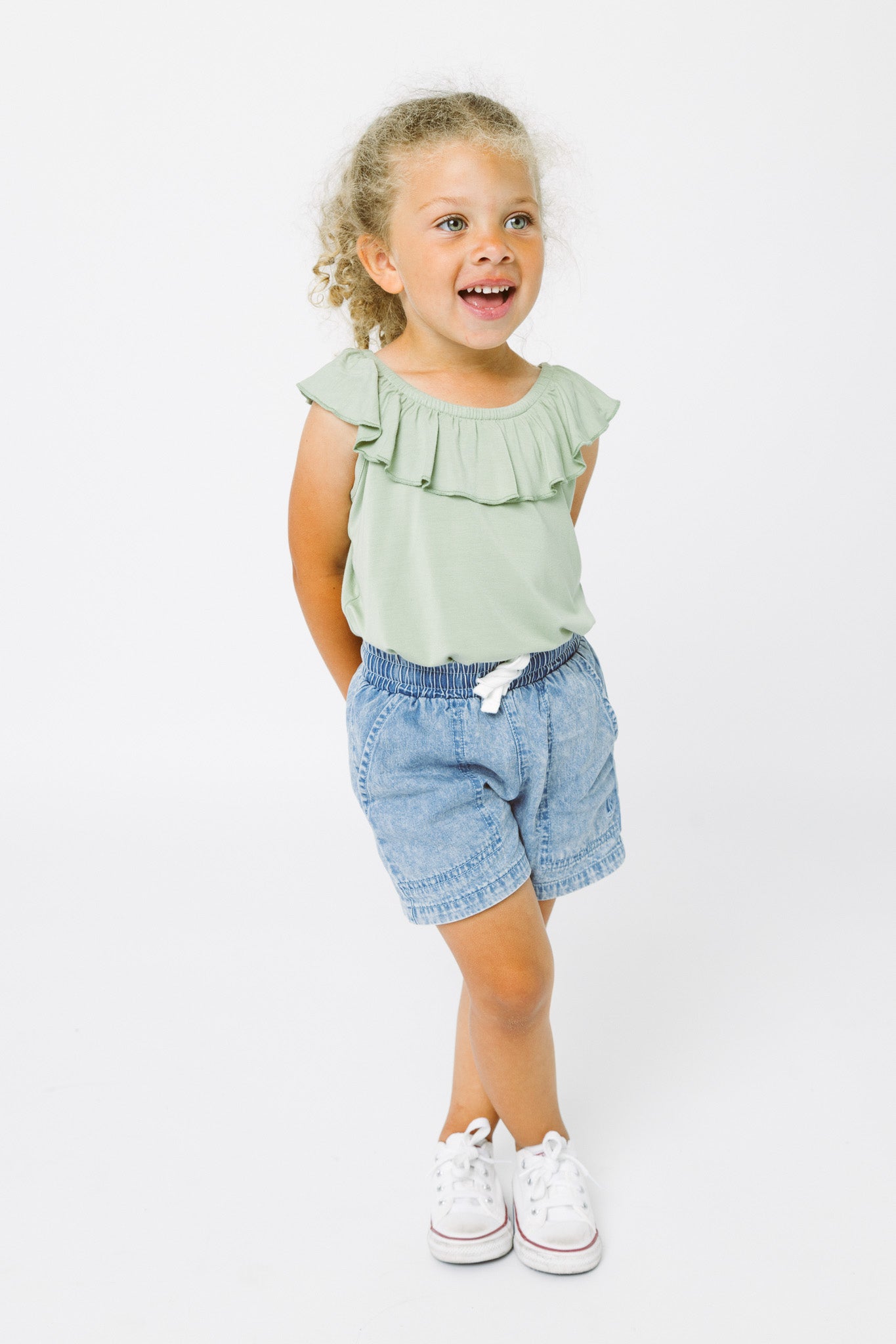 Ruffle Bamboo Top - Desert Sage