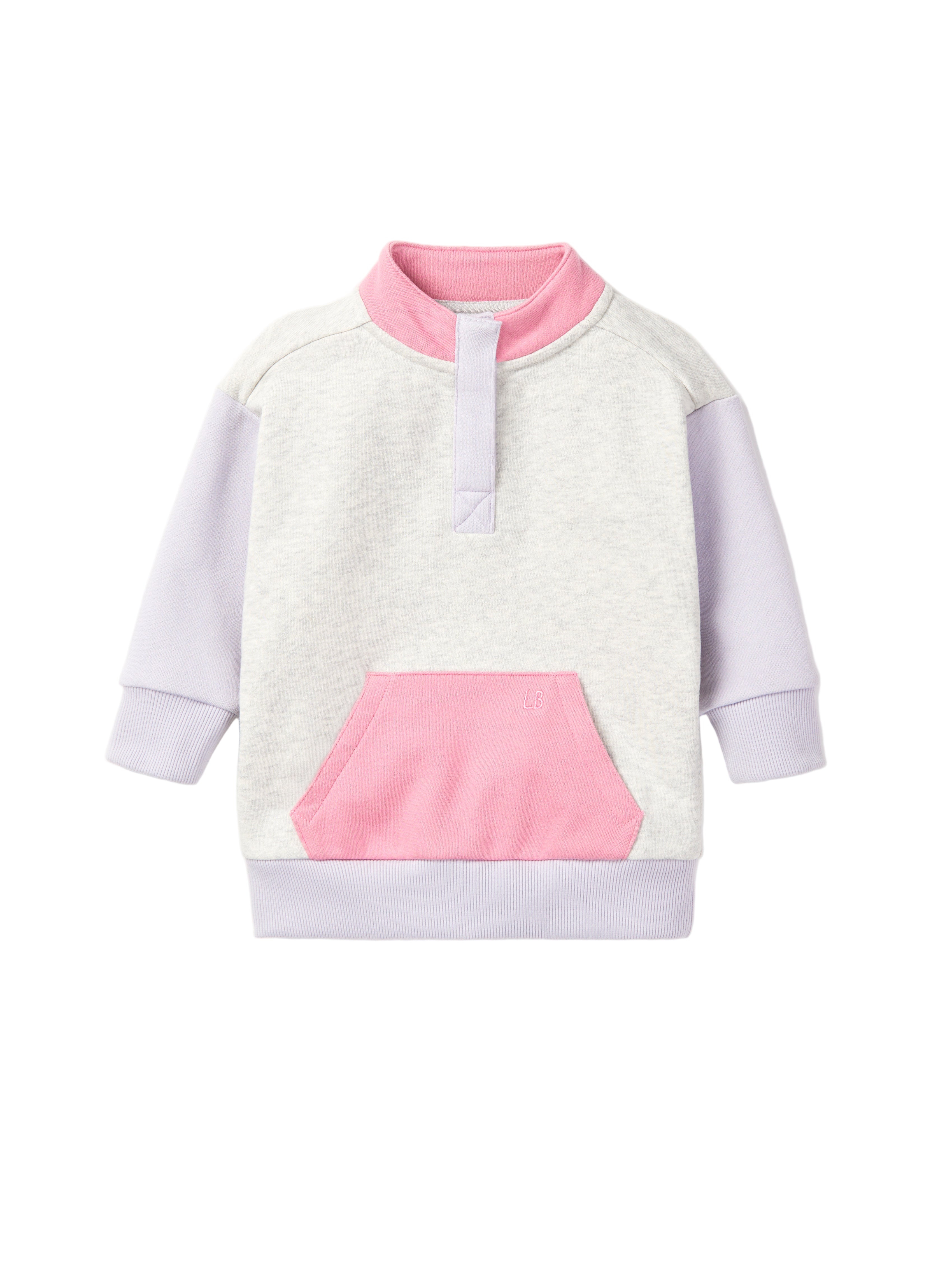 Colorblock Mockneck Pullover - Rose