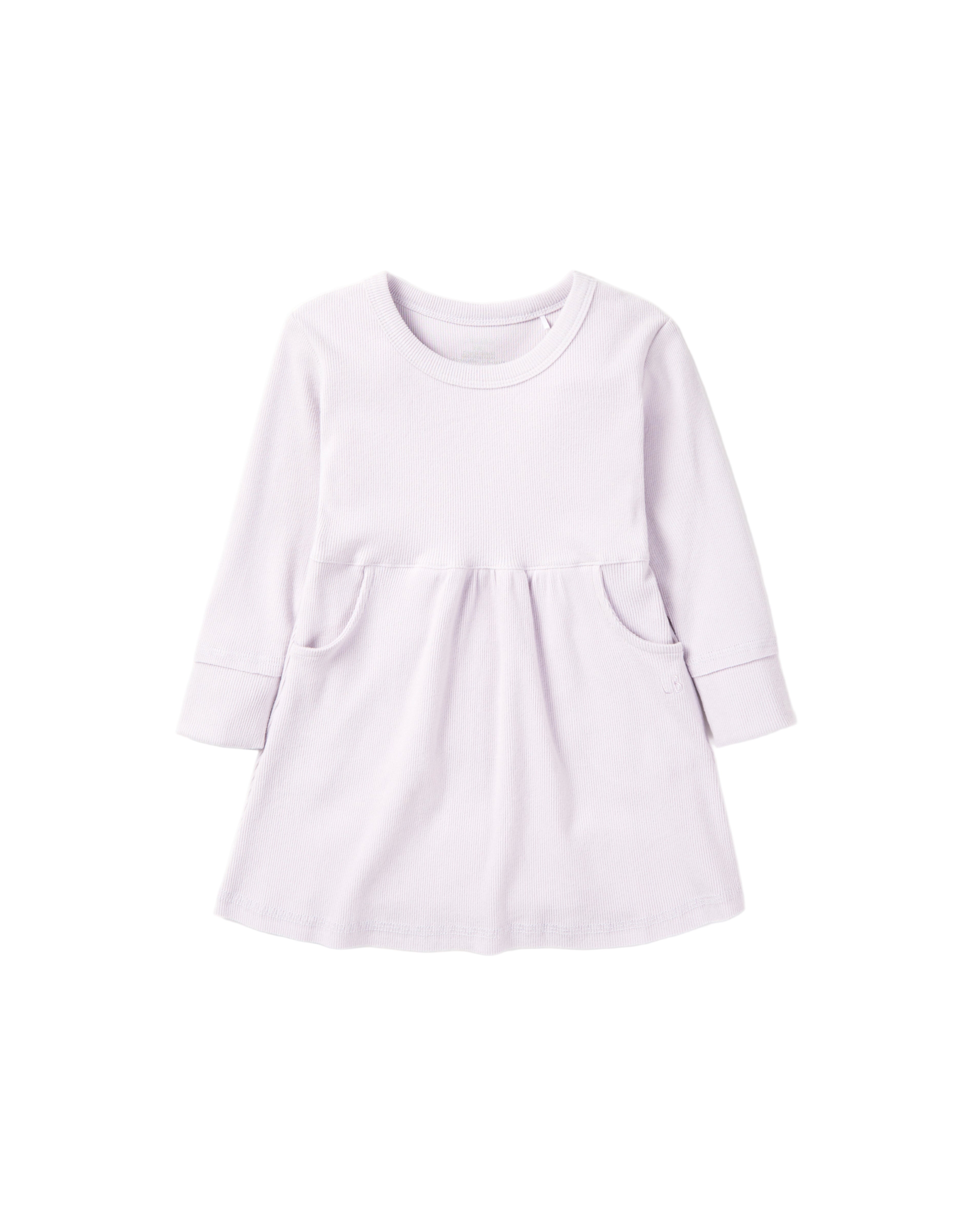 Long Sleeve Ribbed Dress - Lilac