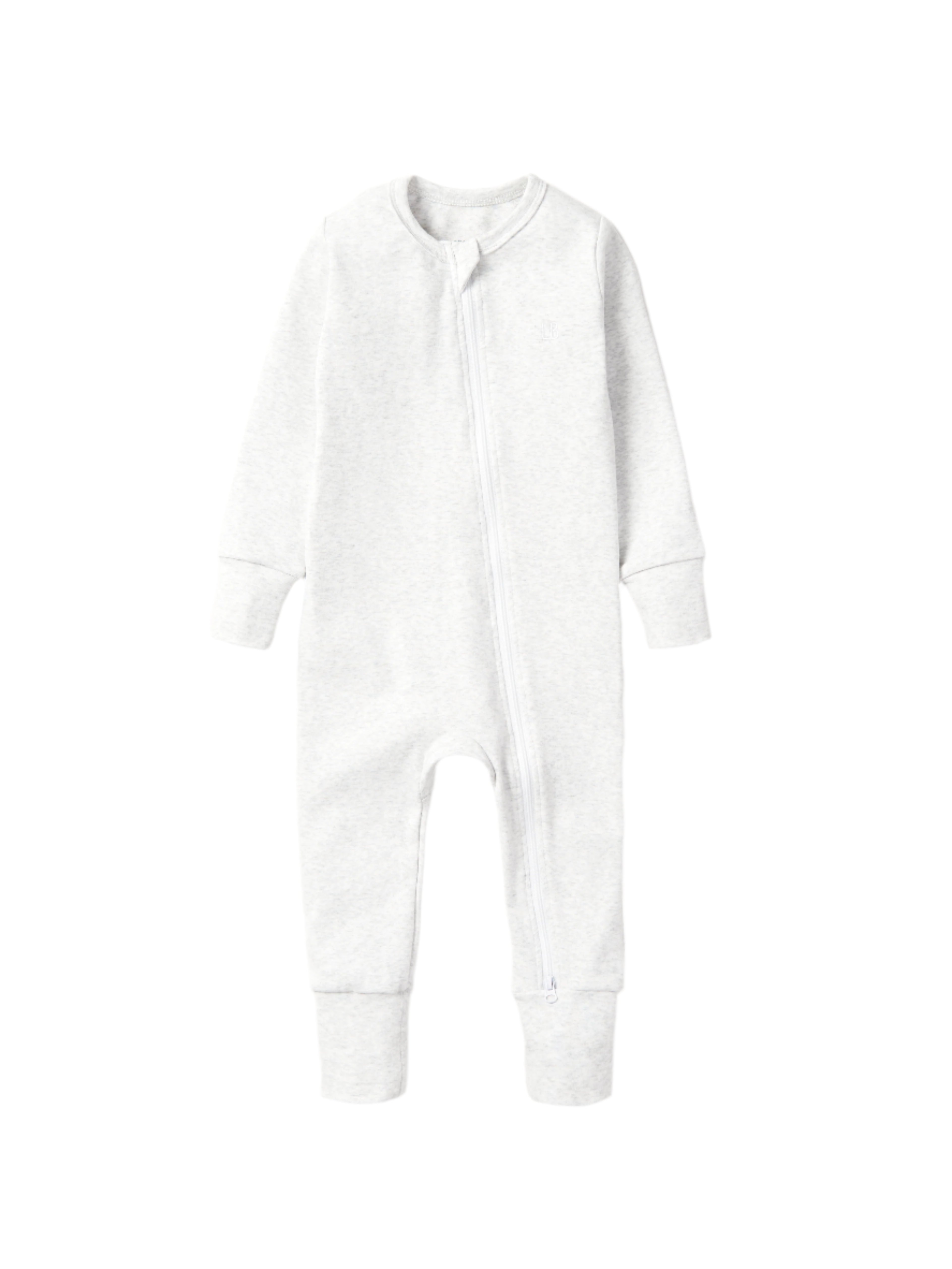 2-Way Zip Romper- Light Heather Grey