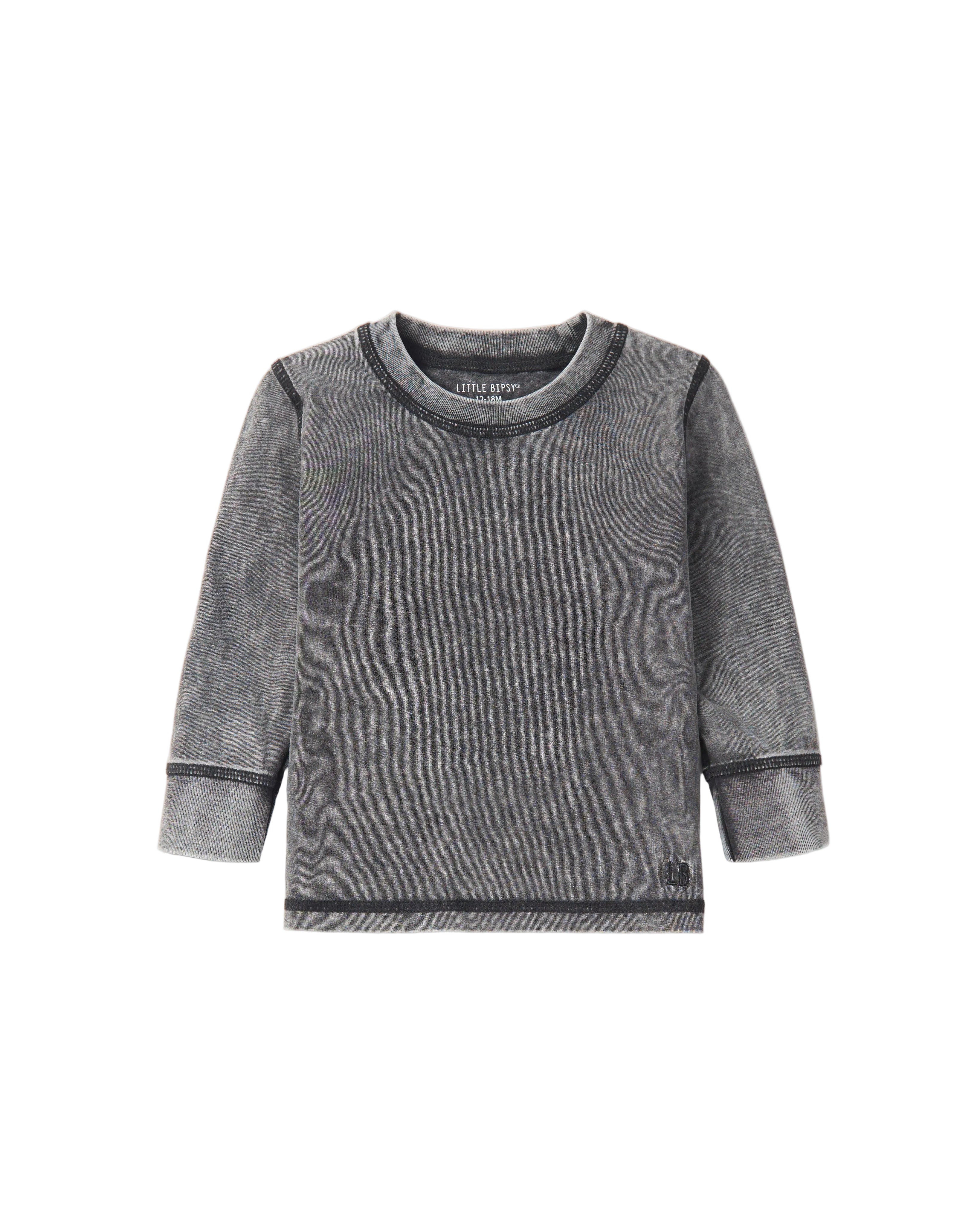 Washed Long Sleeve Tee - Charcoal