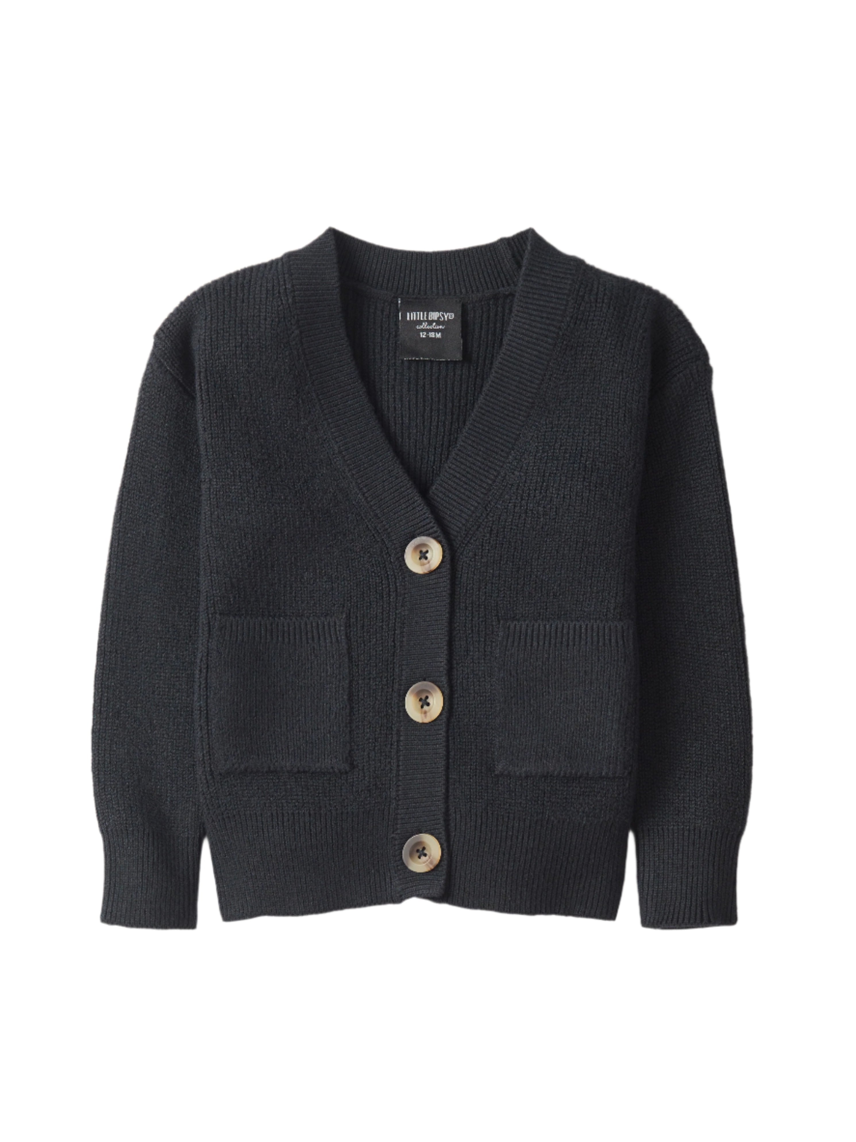 Kids Cozy Black Knit Cardigan - Little Bipsy