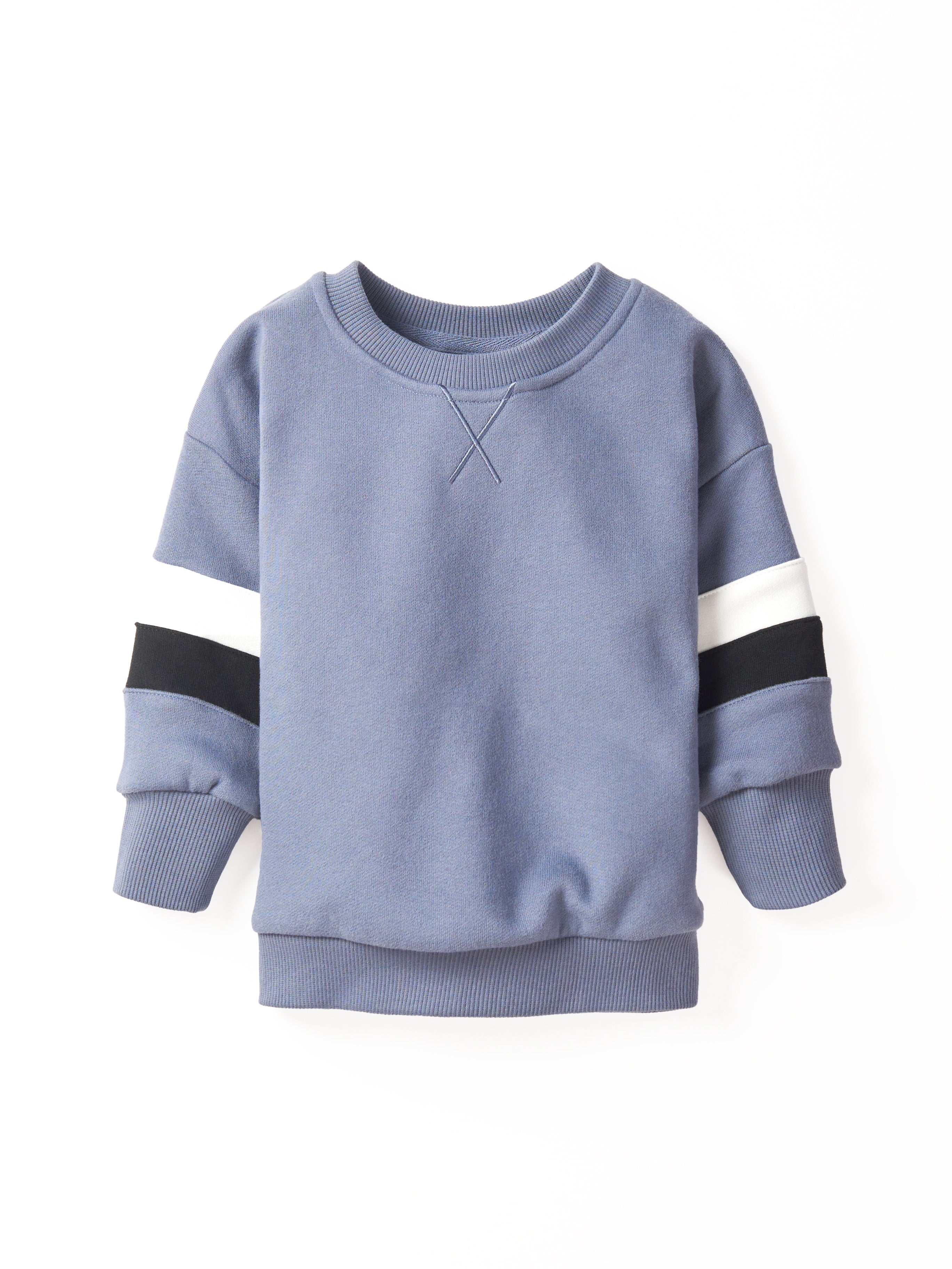 Elevated Stripe Crewneck - Blue