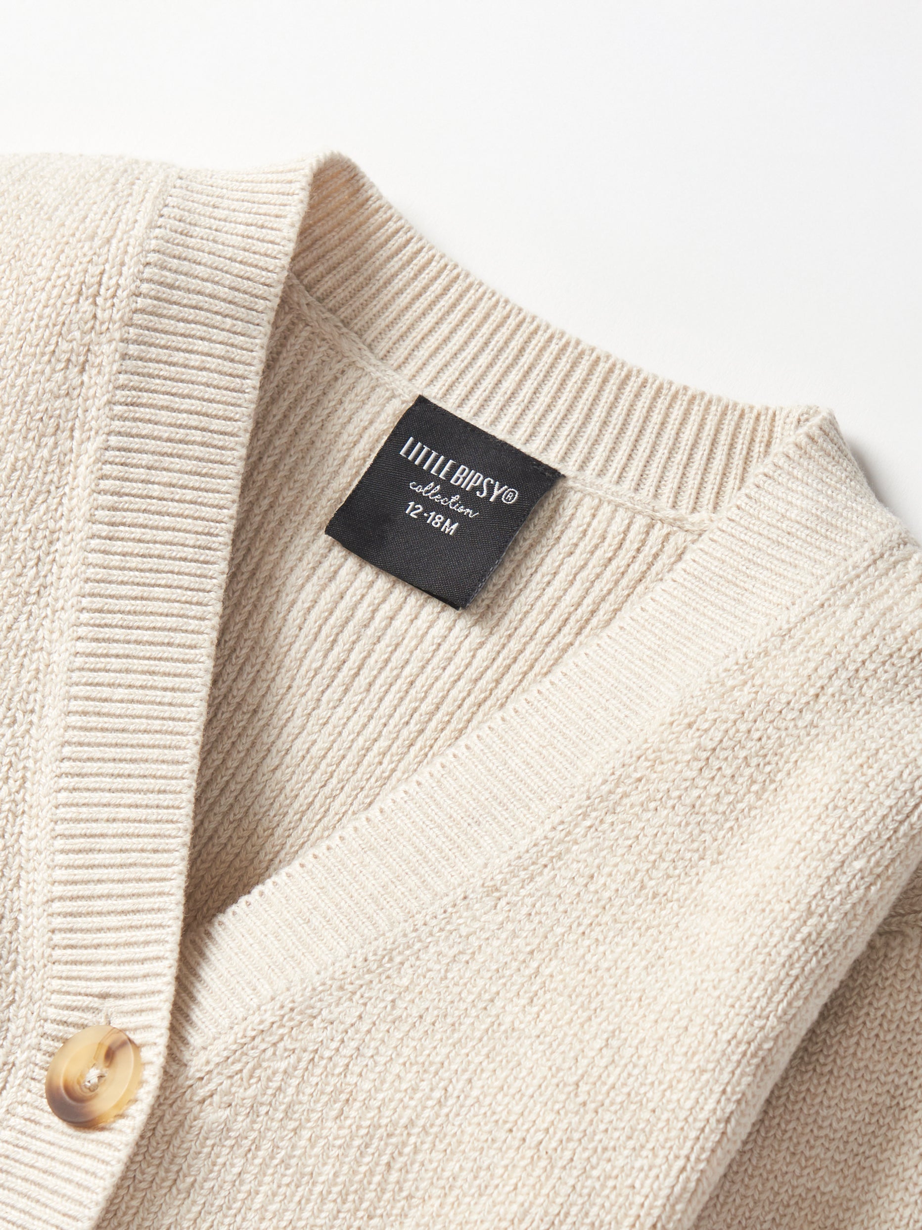 Kids Cozy Beige Knit Cardigan - Little Bipsy
