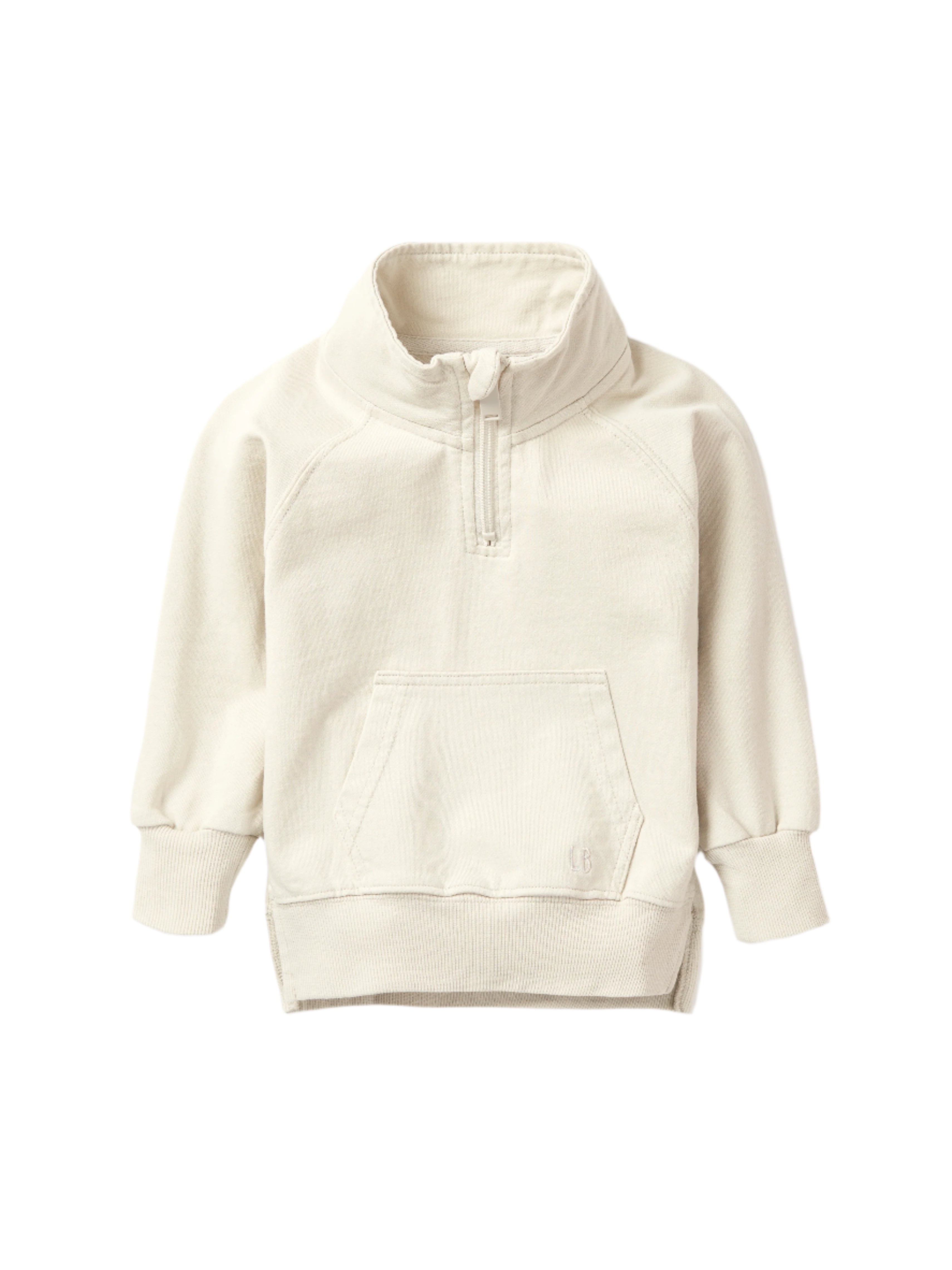 Kids Beige Quarter Zip Pullover - Little Bipsy