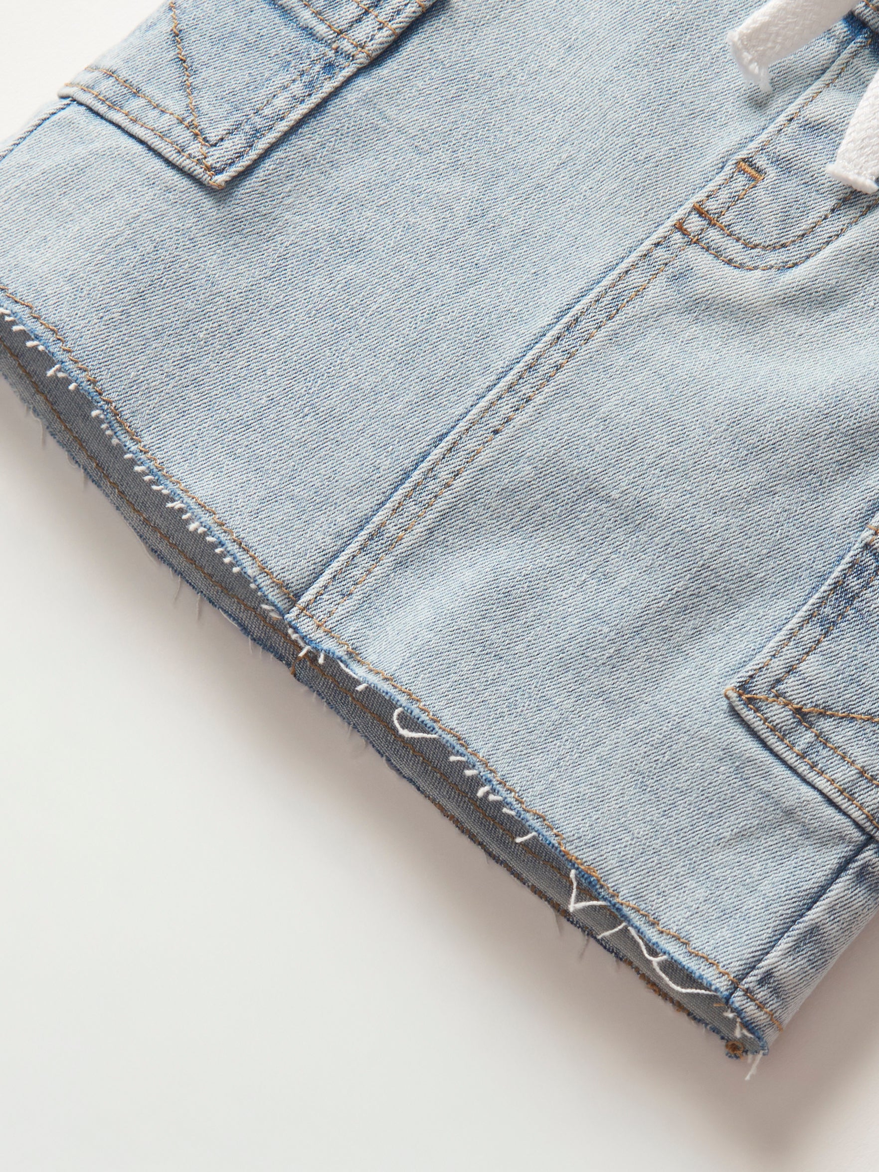 Kids Cargo Denim Skirt - Light Wash - Little Bipsy