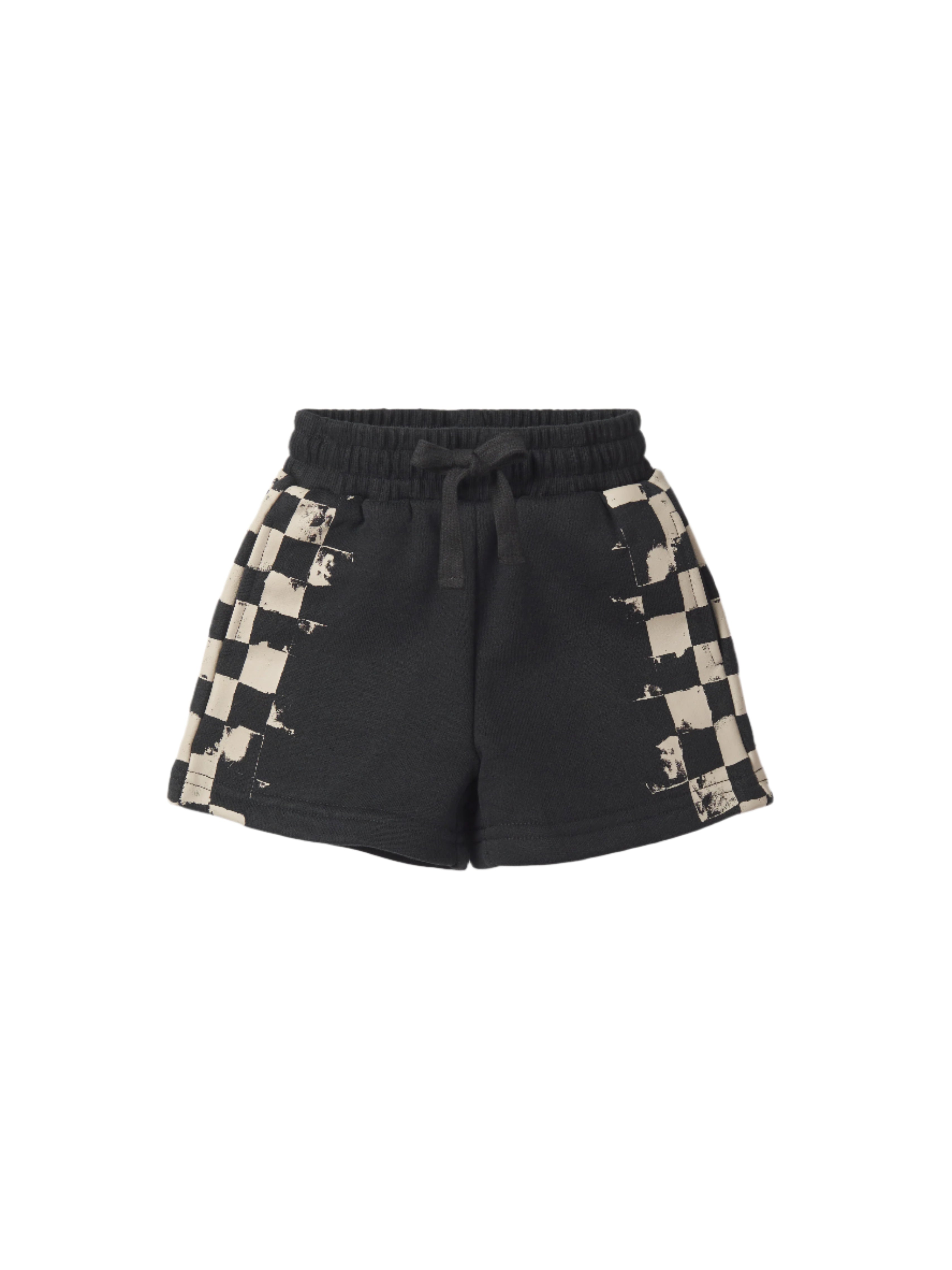 Check Stripe Sweatshort - Black