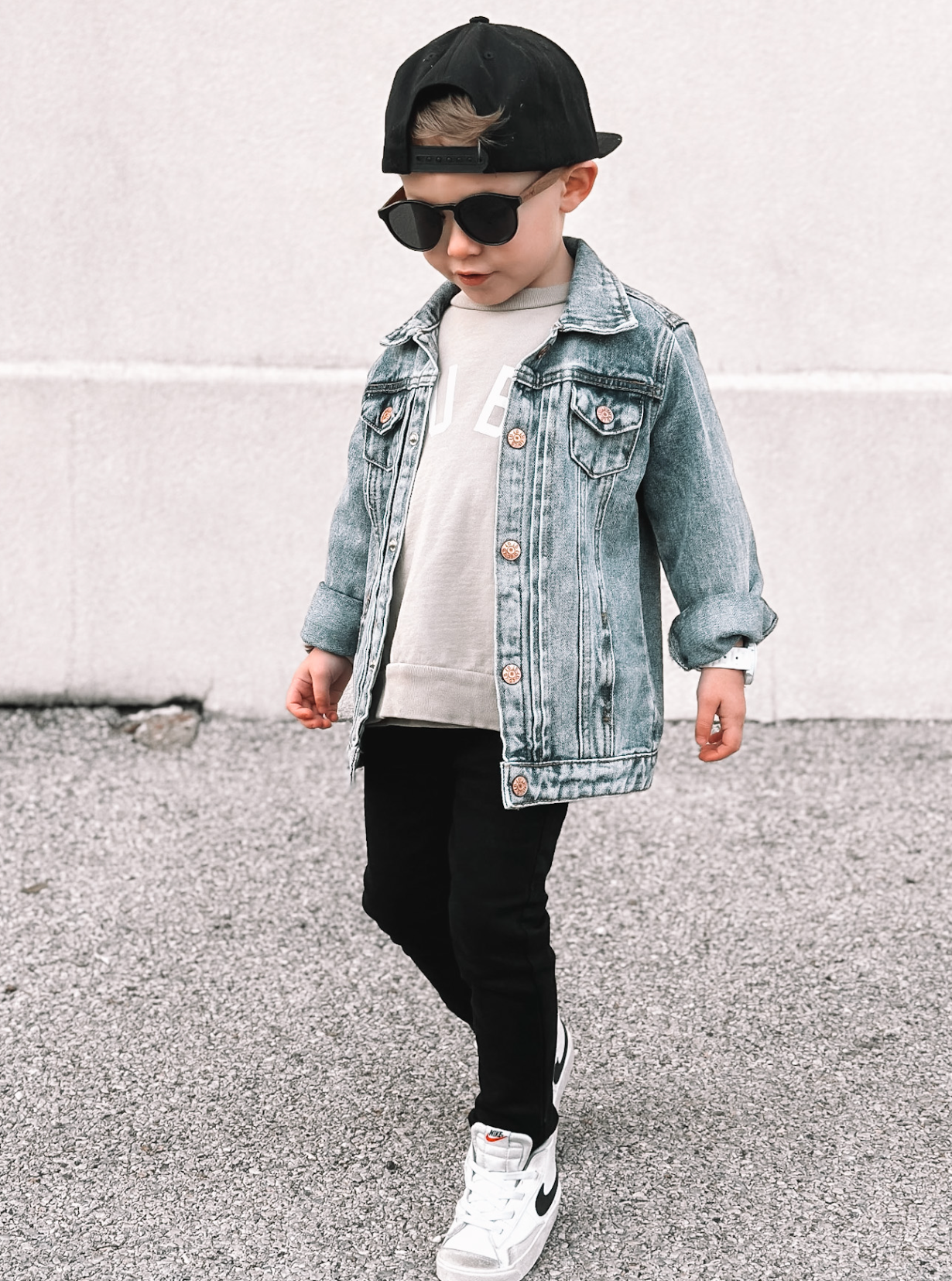 kids trendy outfit with kids denim jacket