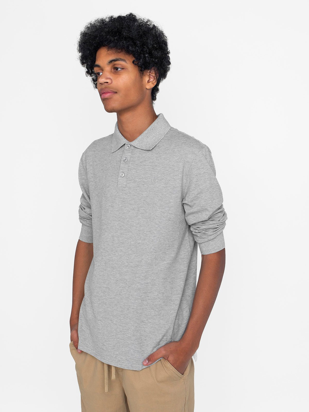 Adult Basic Long Sleeve Polo Shirt - Grey - Little Bipsy