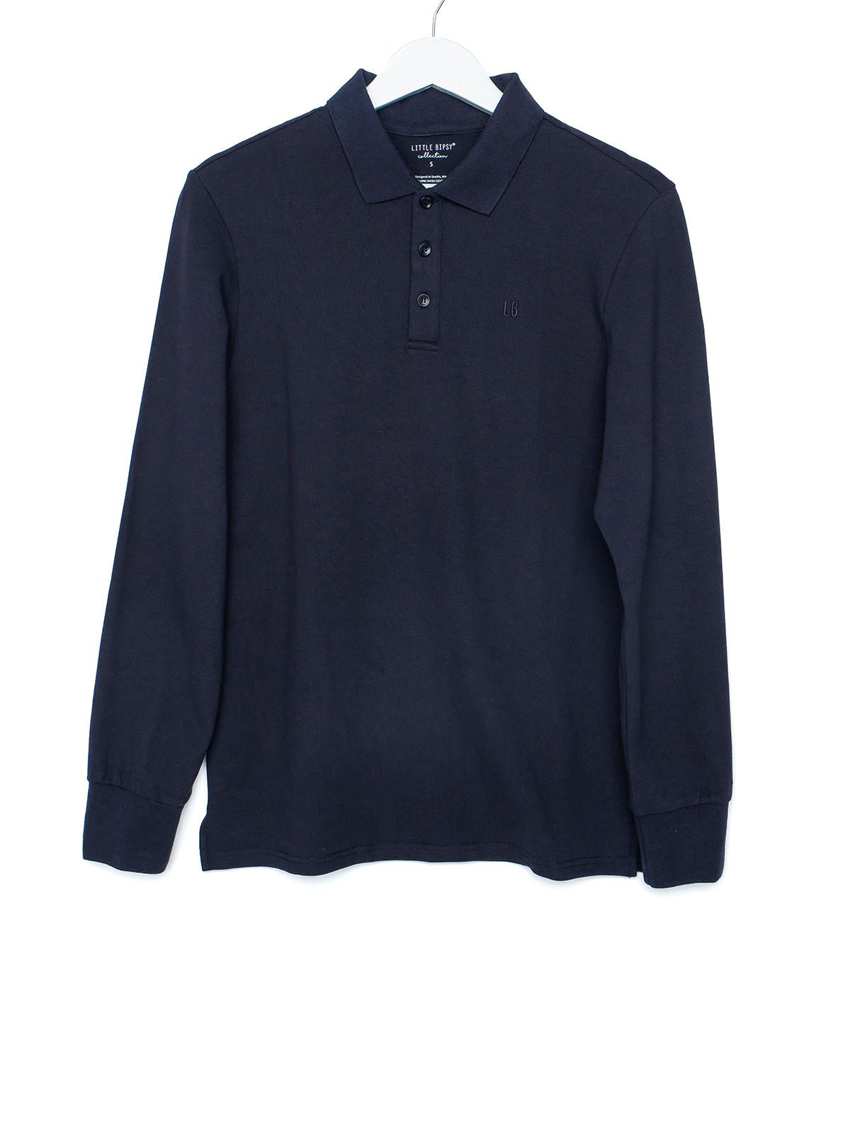 Adult Basic Long Sleeve Polo Shirt - Navy - Little Bipsy