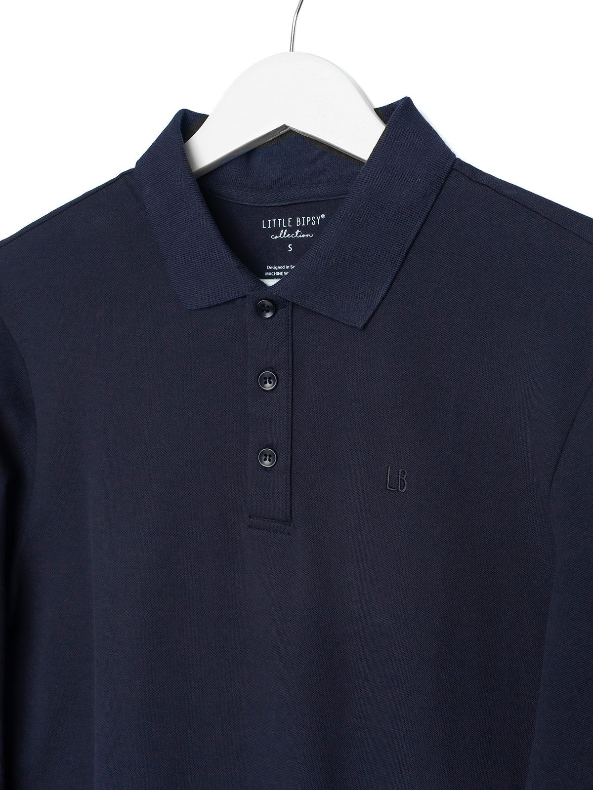 Adult Basic Long Sleeve Polo Shirt - Navy - Little Bipsy
