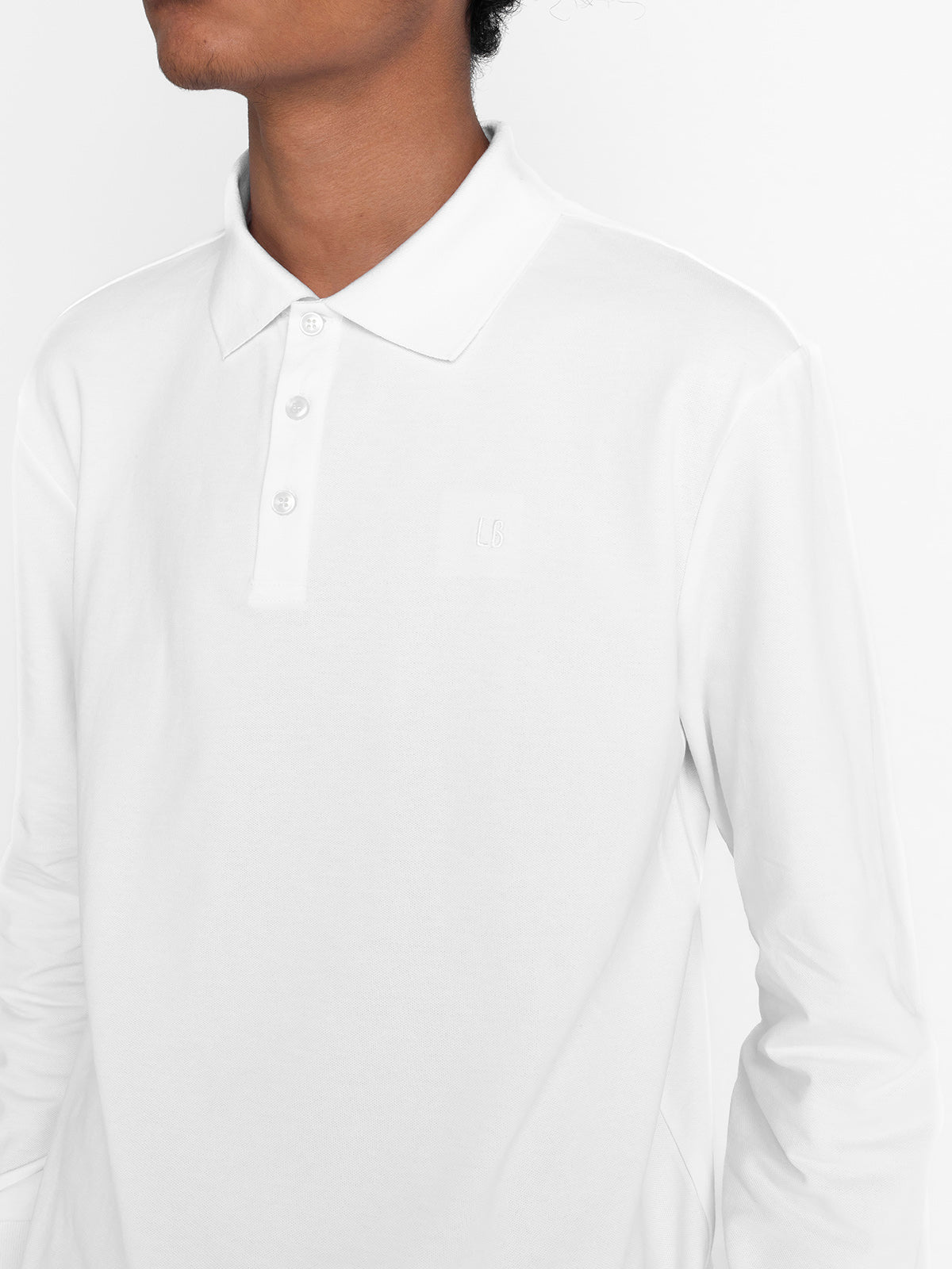 Adult Basic Long Sleeve Polo Shirt - White - Little Bipsy