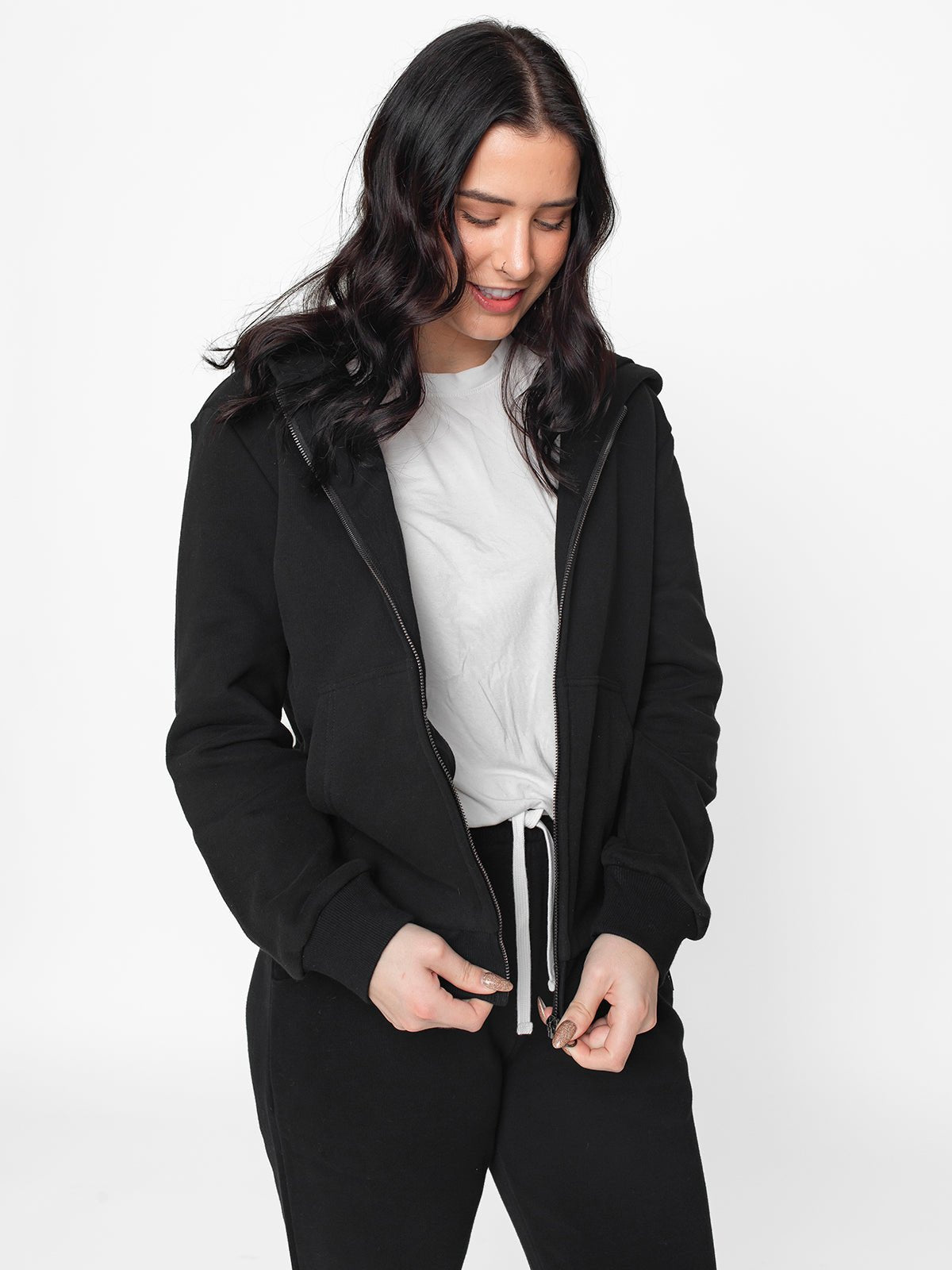 Adult Classic Black Zip Hoodie - Little Bipsy